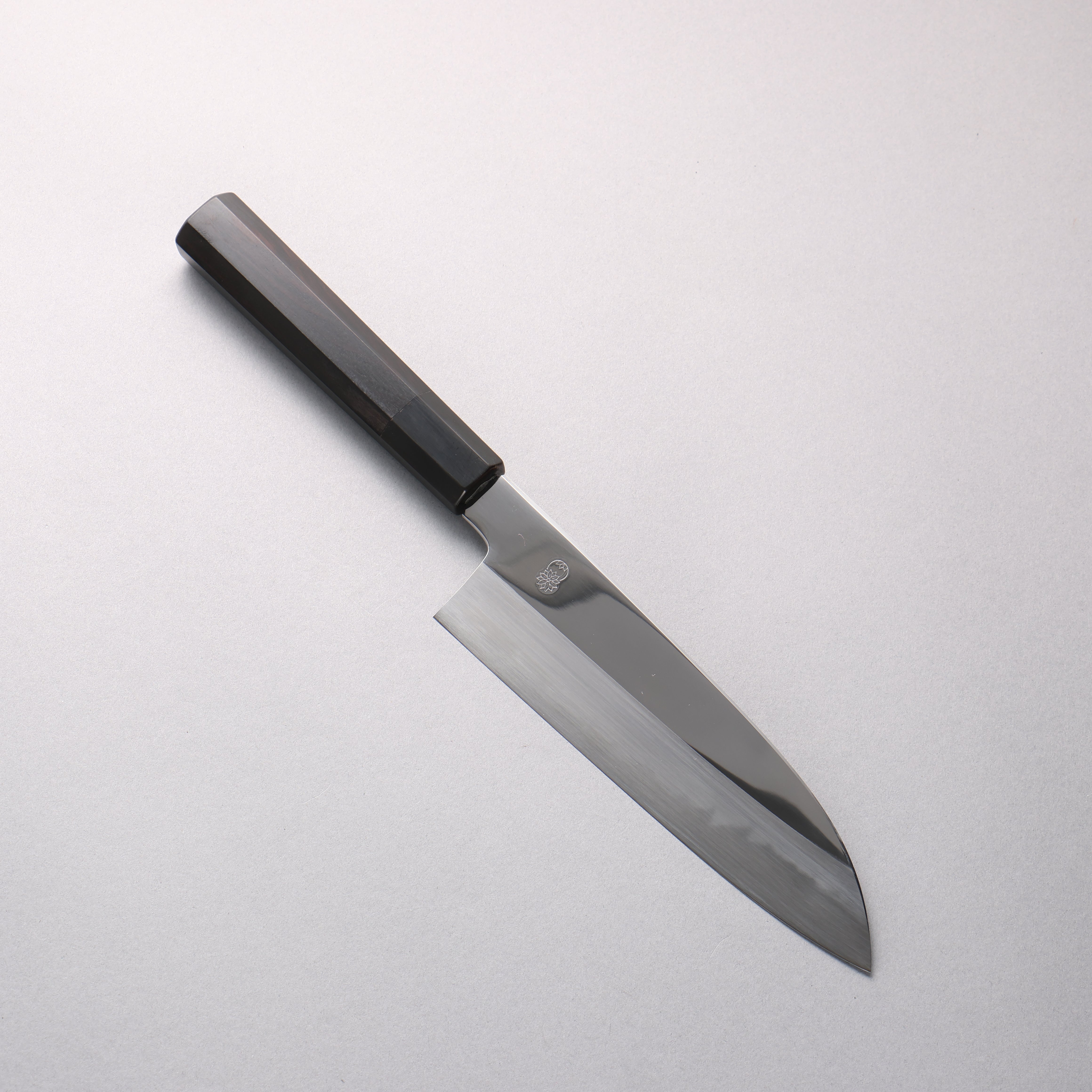 Choyo White Steel Mirrored Finish Santoku 180mm Ebony Wood (ferrule: Black Water Buffalo Horn) Handle - Japanny - Best Japanese Knife