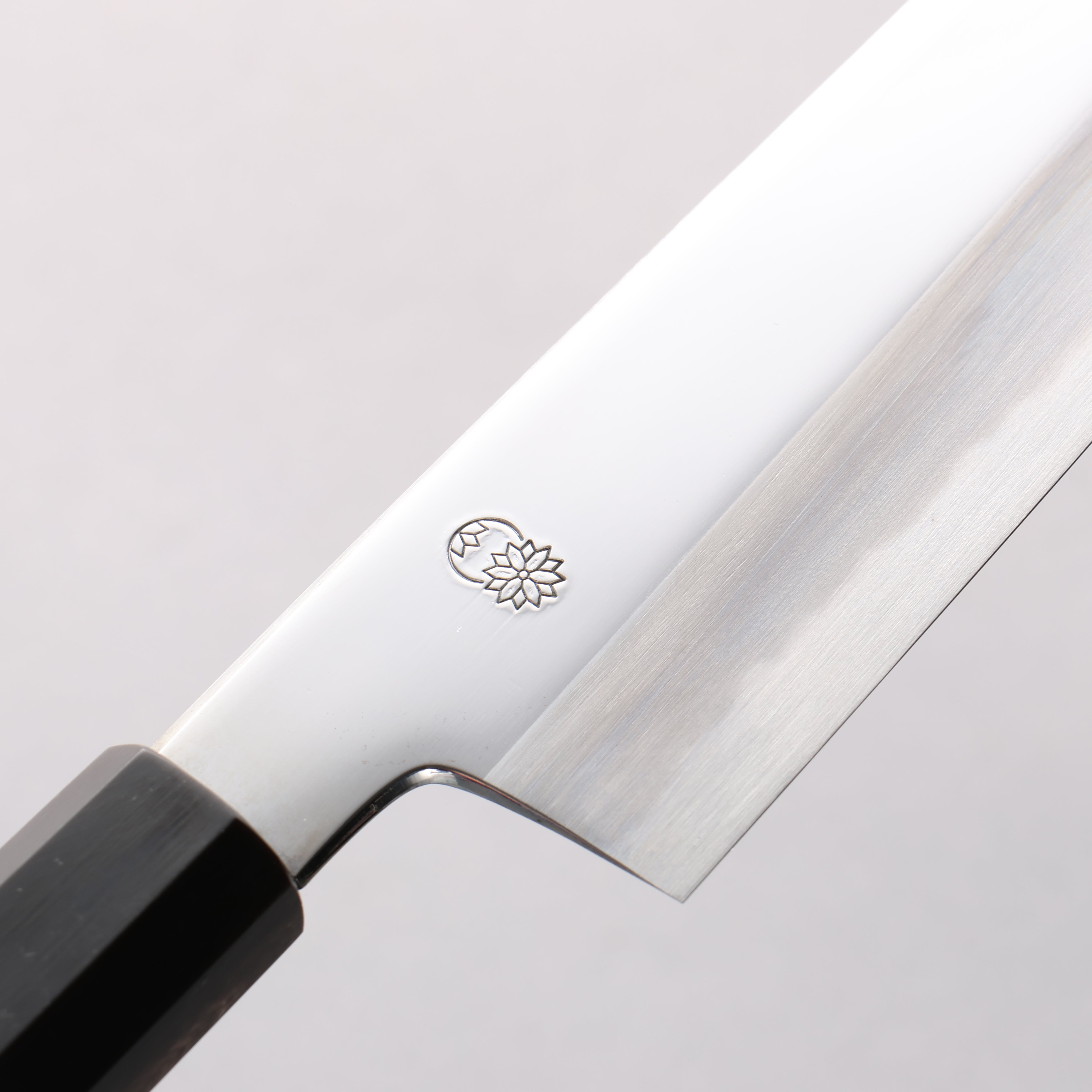 Choyo Blue Steel No.1 Mirrored Finish Kiritsuke Santoku 180mm Ebony Wood (ferrule: Black Water Buffalo Horn) Handle - Japanny - Best Japanese Knife