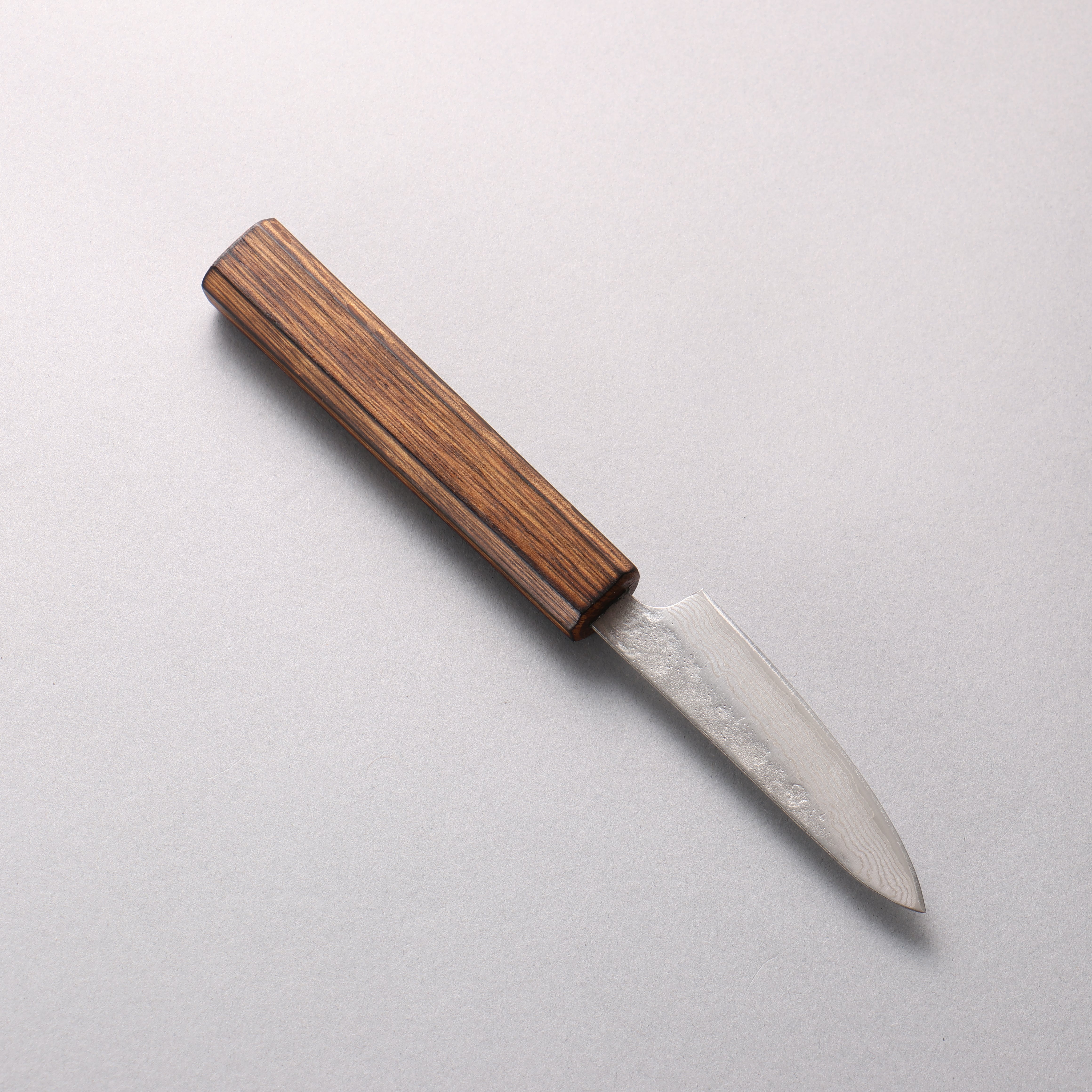 Seisuke Stainless Steel 440C Hammered Damascus Petty-Utility 80mm Oak Handle