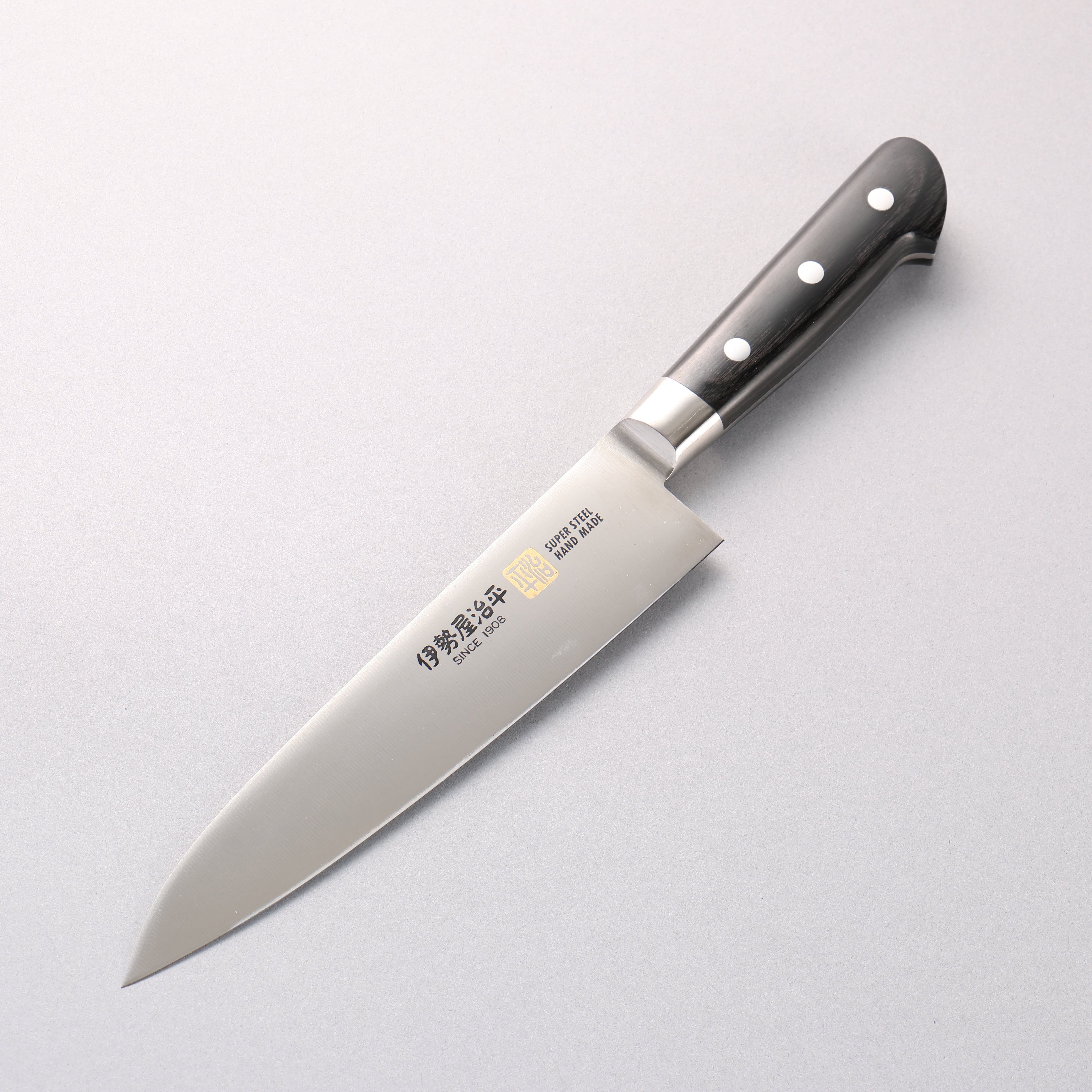 Iseya Molybdenum Gyuto 180mm Black Pakka wood Handle