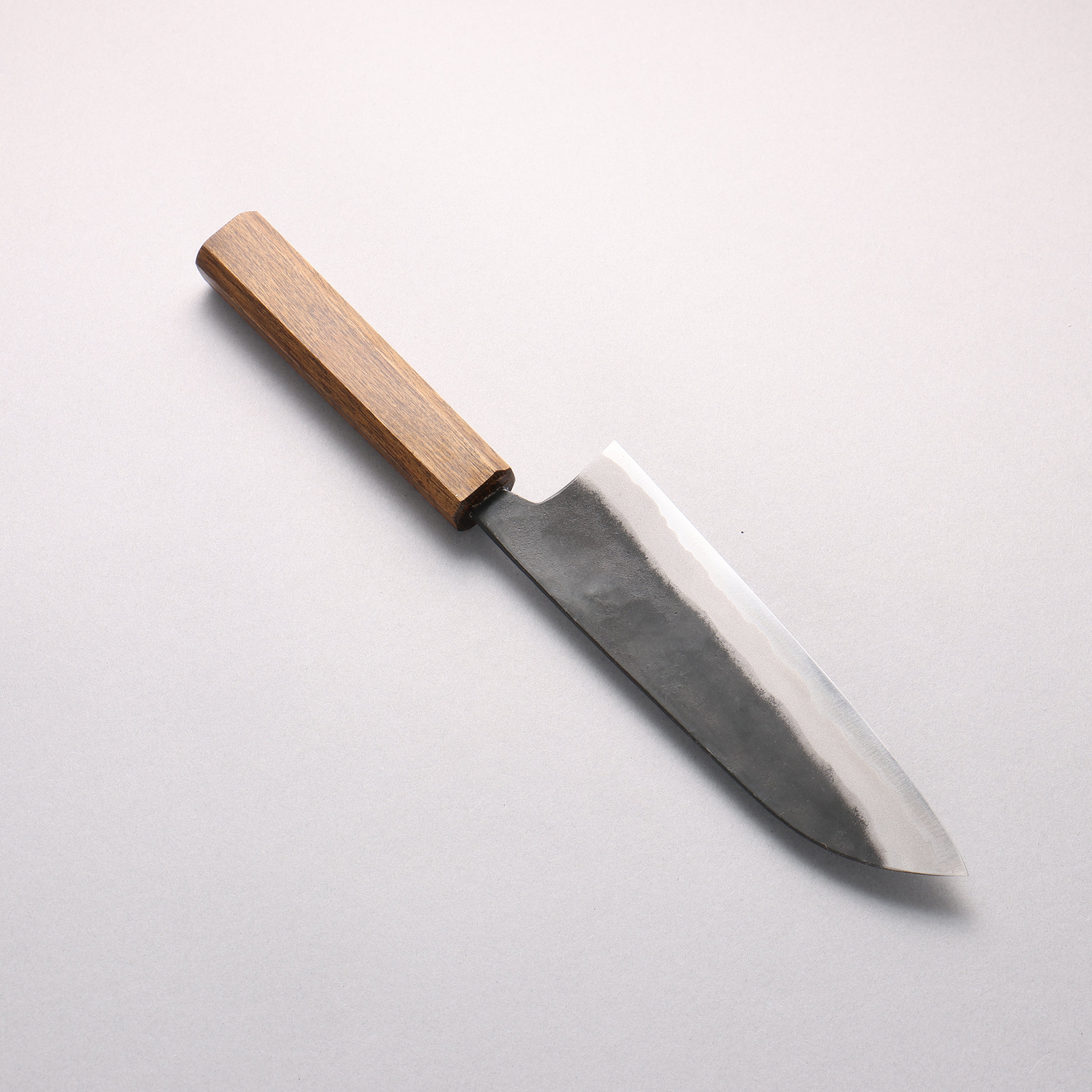 Kyohei Shindo Blue Steel Black Finished Santoku 170mm Live oak Lacquered Handle - Japanny - Best Japanese Knife