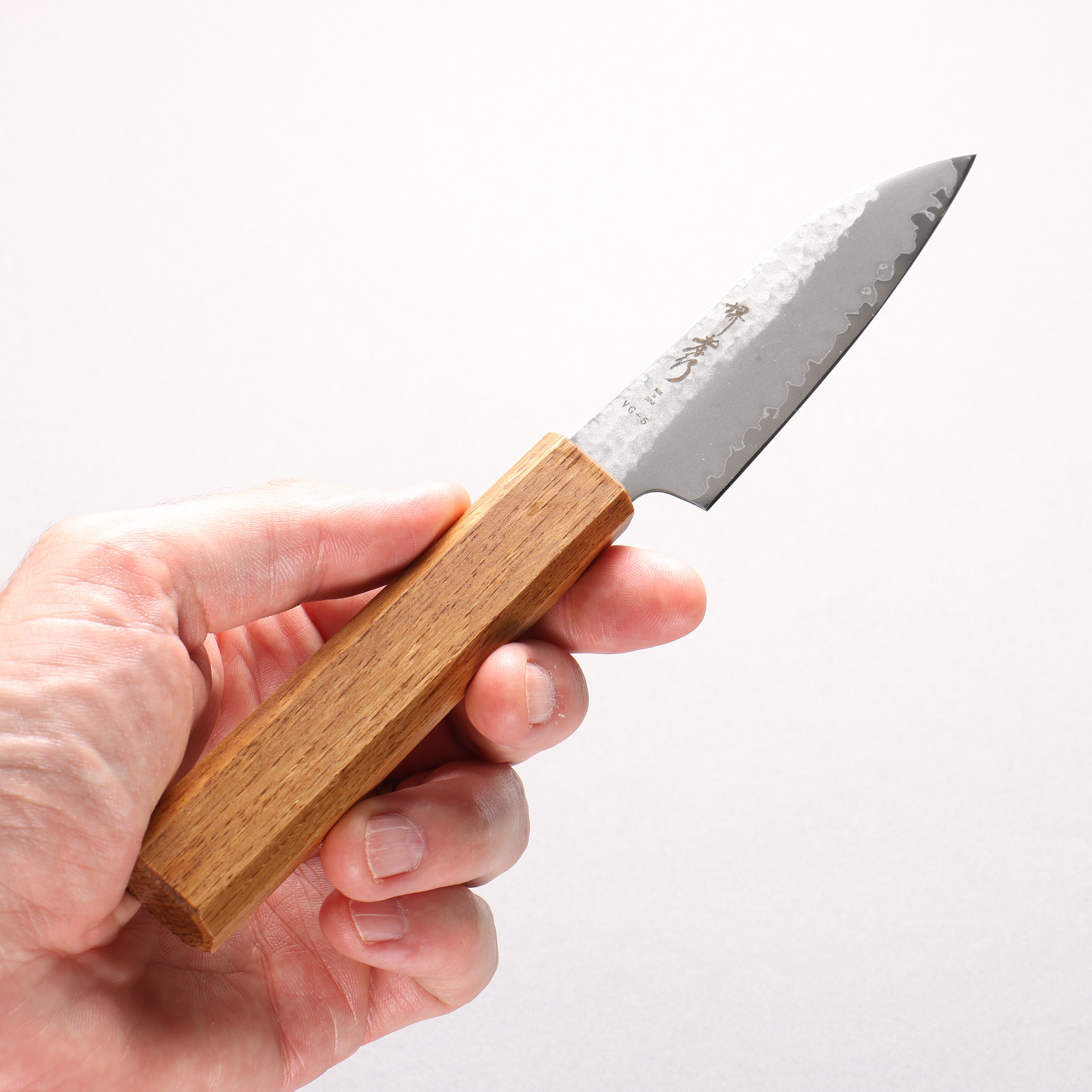 Sakai Takayuki VG5 Hammered Petty-Utility 90mm Oak Handle - Japanny - Best Japanese Knife