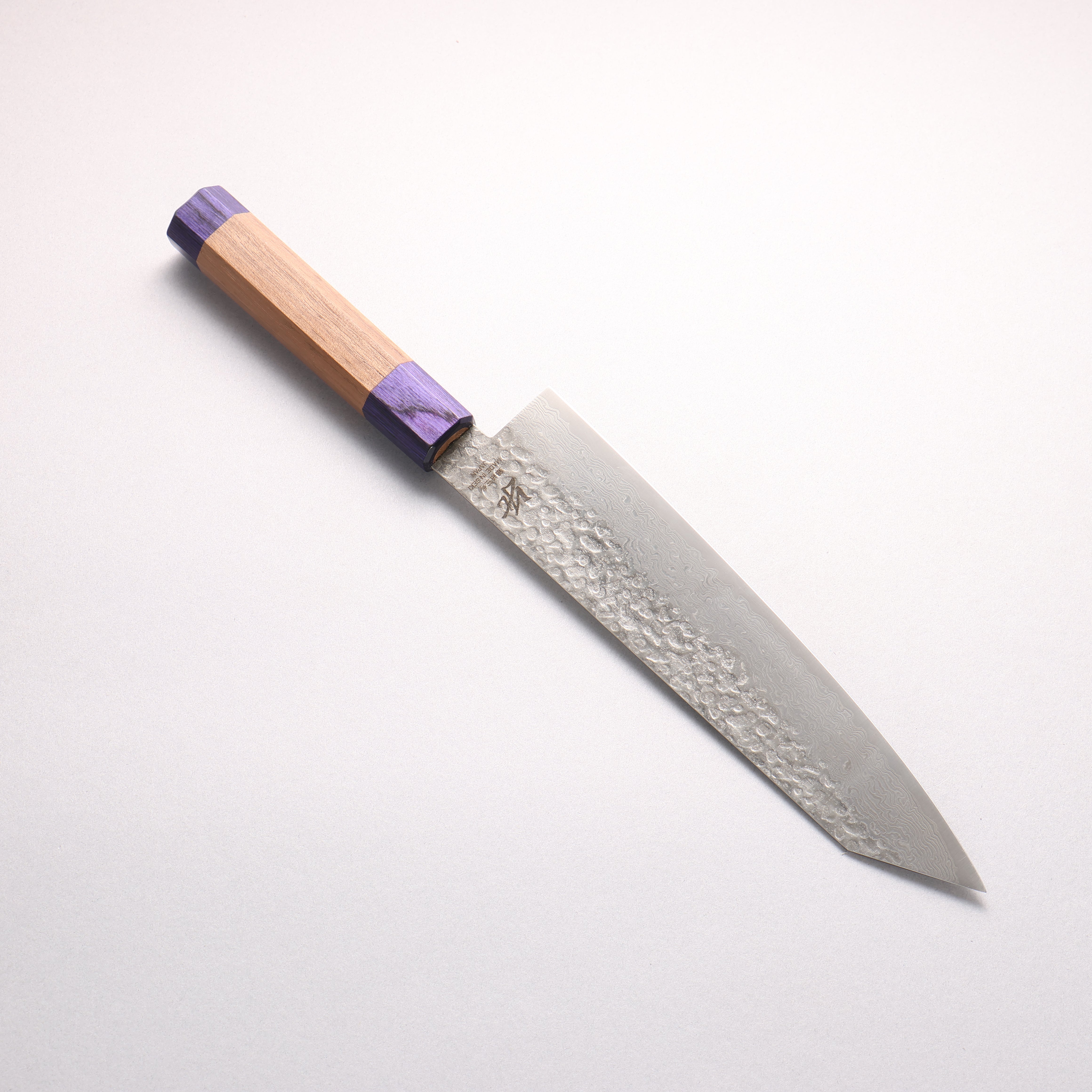 Seisuke Silver Steel No.3 Hammered Damascus Matte Kiritsuke Gyuto 210mm Walnut (With Double Blue Pakka wood) Handle - Japanny - Best Japanese Knife
