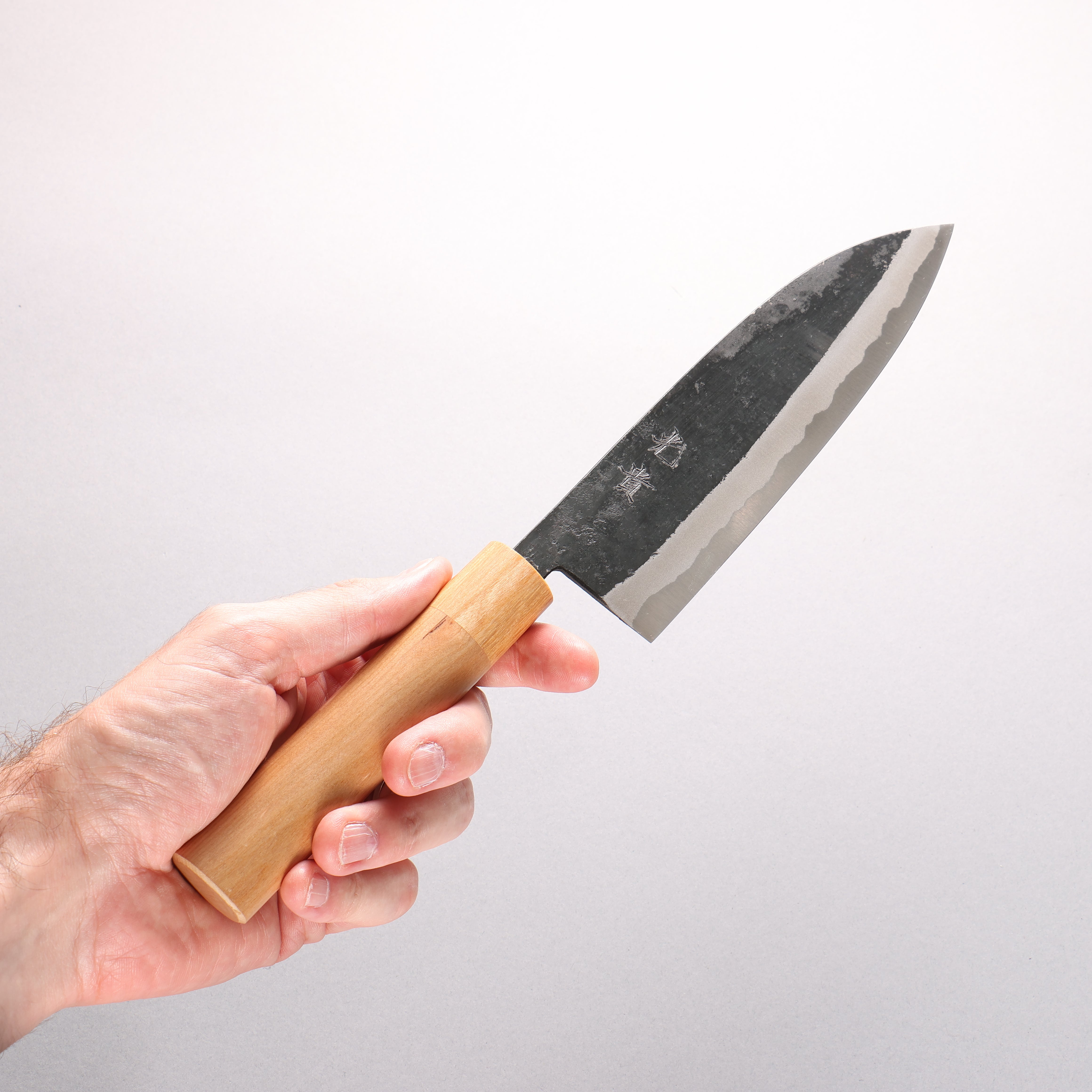 Kouki Blue Steel No.2 Black Finished Santoku 180mm American Cherry Handle - Japanny - Best Japanese Knife