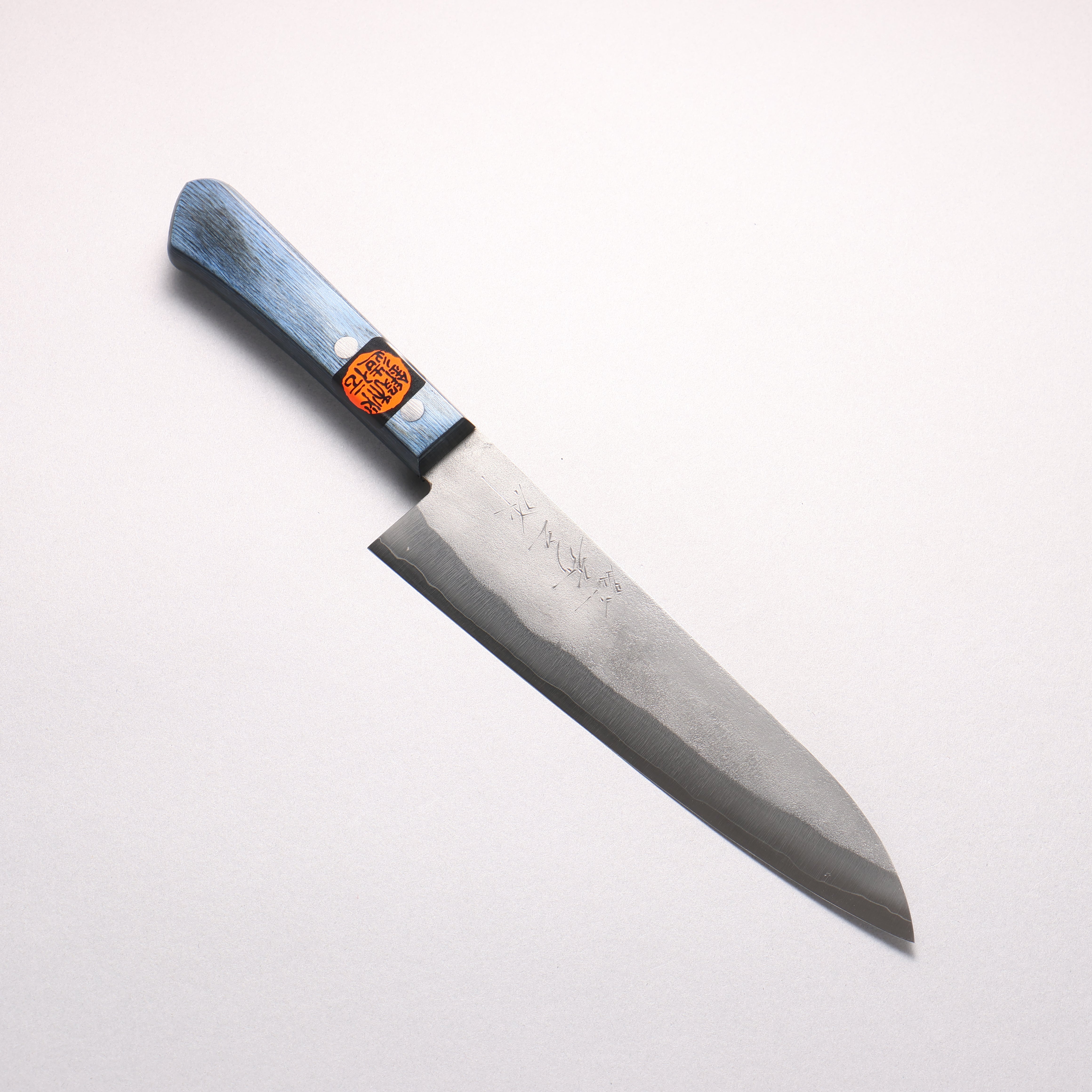 Shigeki Tanaka Silver Steel No.3 Nashiji Gyuto 180mm Blue Pakka wood Handle - Japanny - Best Japanese Knife