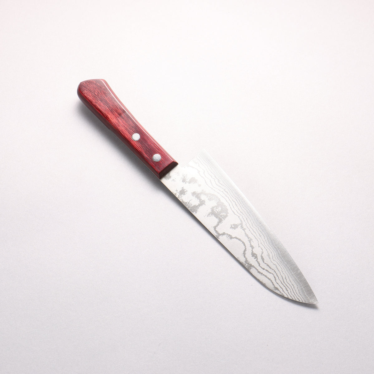 Shigeki Tanaka VG10 17 Layer Damascus Santoku 165mm Red Pakka wood Handle - Japanny - Best Japanese Knife