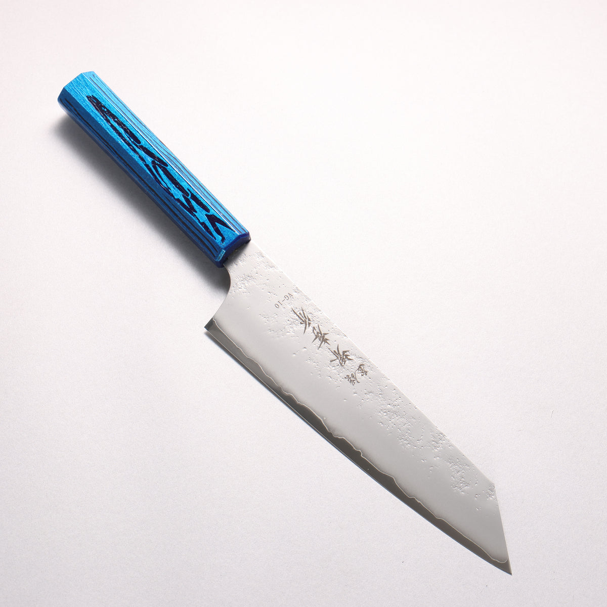 Sakai Takayuki Saikou VG10 Nashiji Kengata Gyuto 190mm Brilliant Blue Lacquer Color Handle - Japanny - Best Japanese Knife