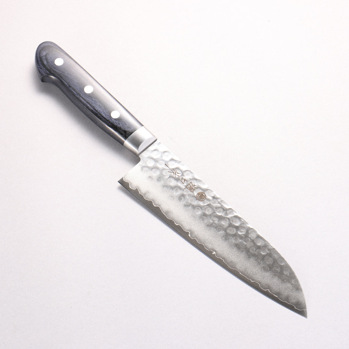 Higuchi VG10 Hammered Santoku 180mm Navy blue Pakka wood Handle