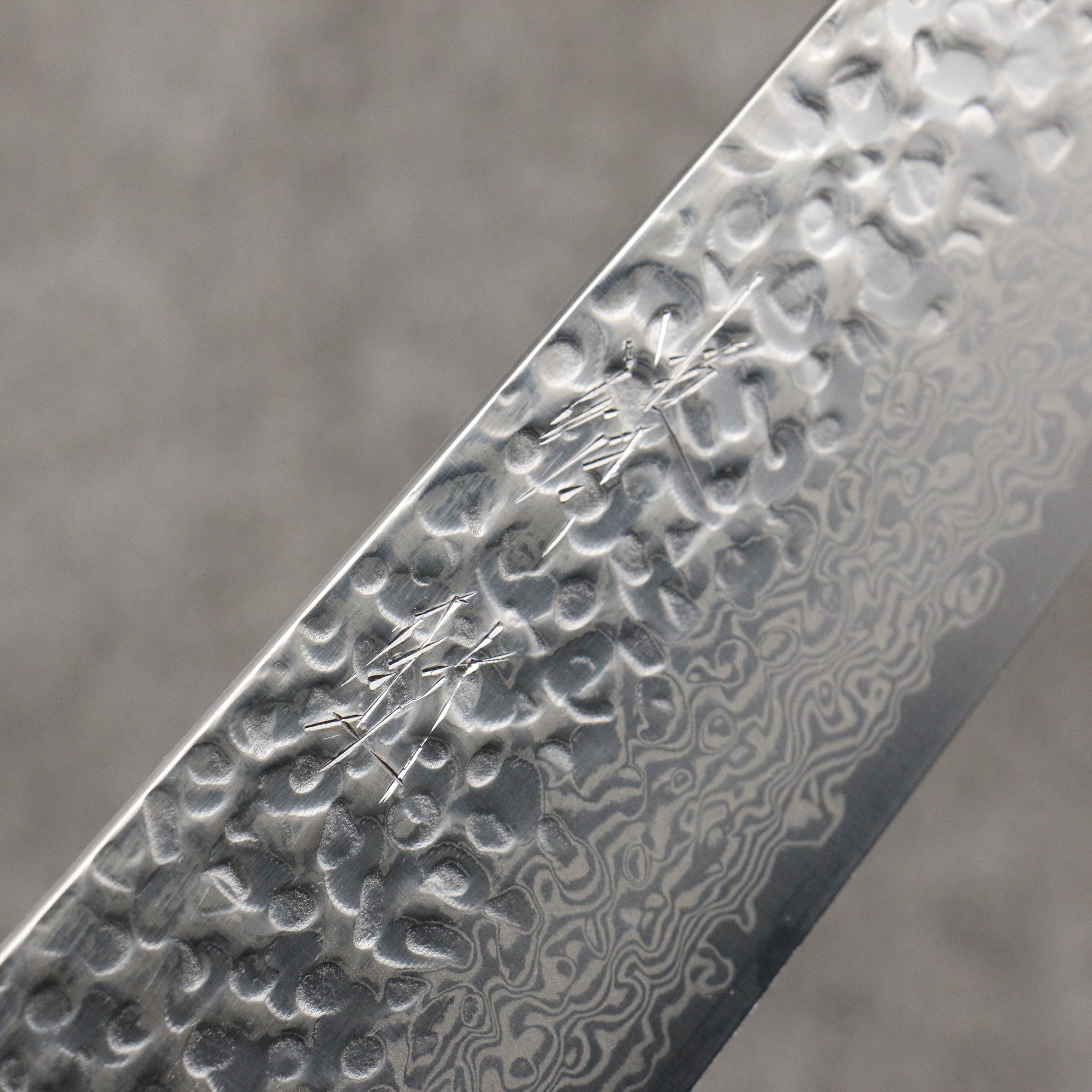 Seisuke Silver Steel No.3 Hammered Damascus Santoku 180mm Walnut (With Double Black Pakka wood) Handle - Japanny - Best Japanese Knife
