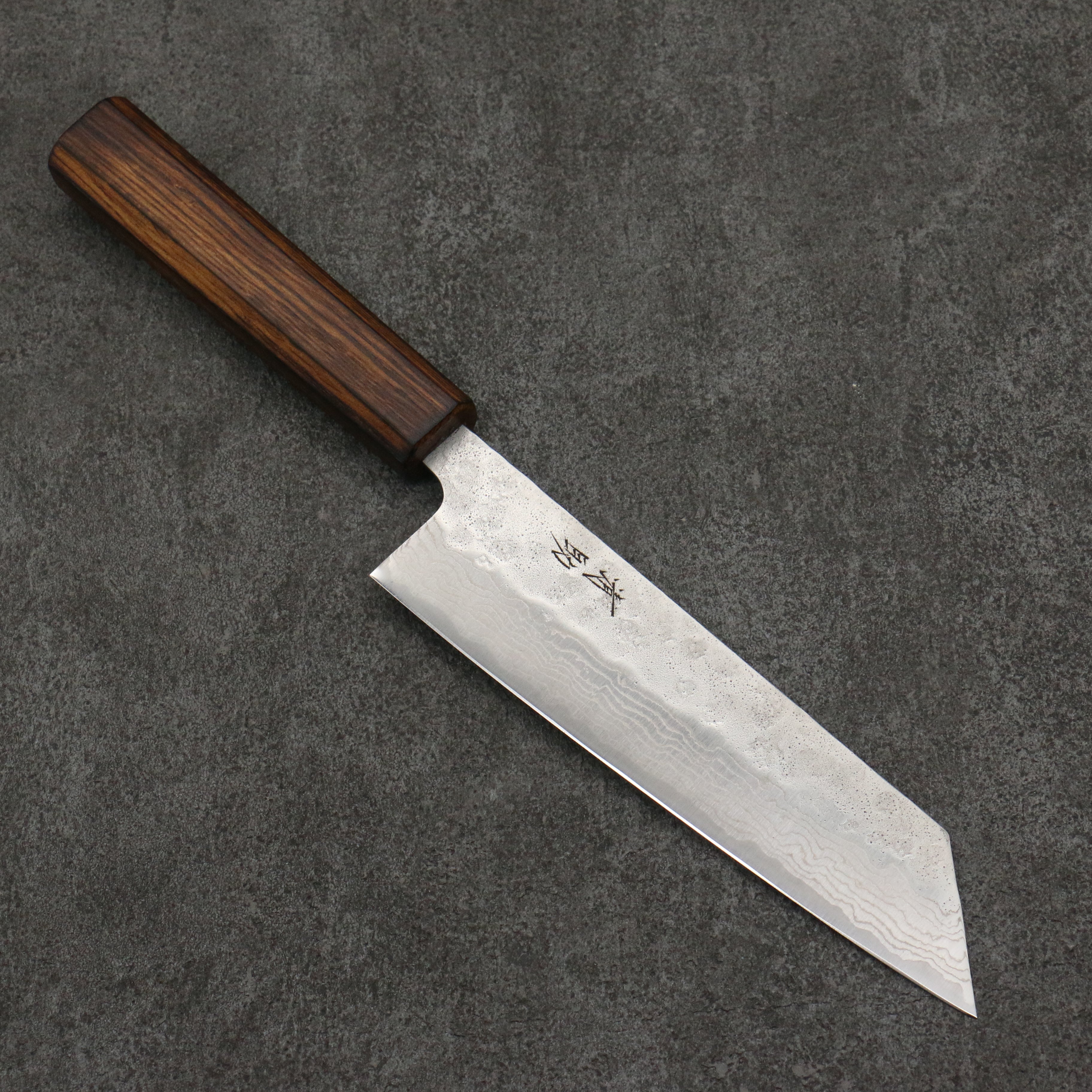 Seisuke Stainless Steel 440C Hammered Damascus Bunka 170mm Oak Handle - Japanny - Best Japanese Knife