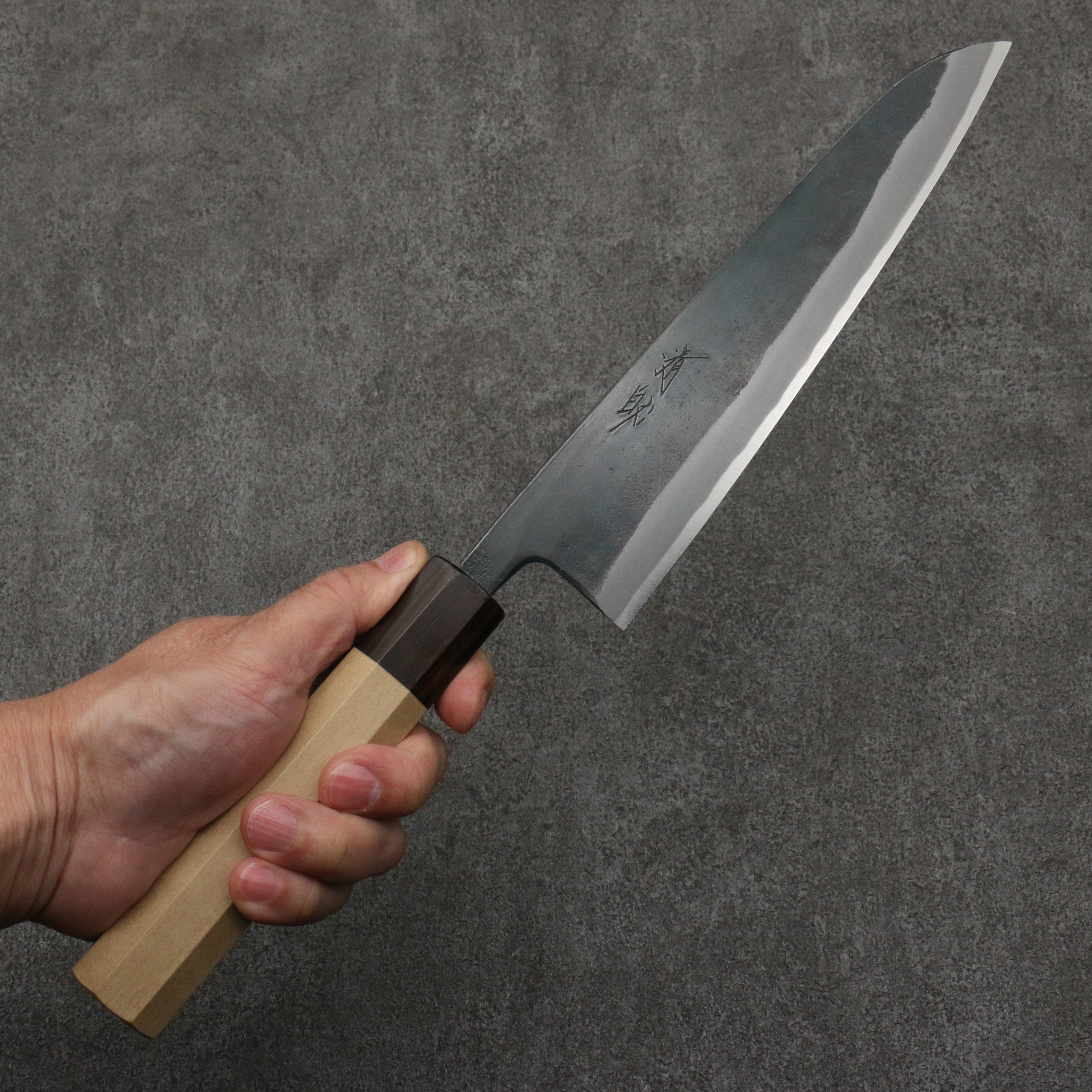 Seisuke Blue Super Black Finished Gyuto 210mm Magnolia (Ferrule: Ebony) Handle - Japanny - Best Japanese Knife