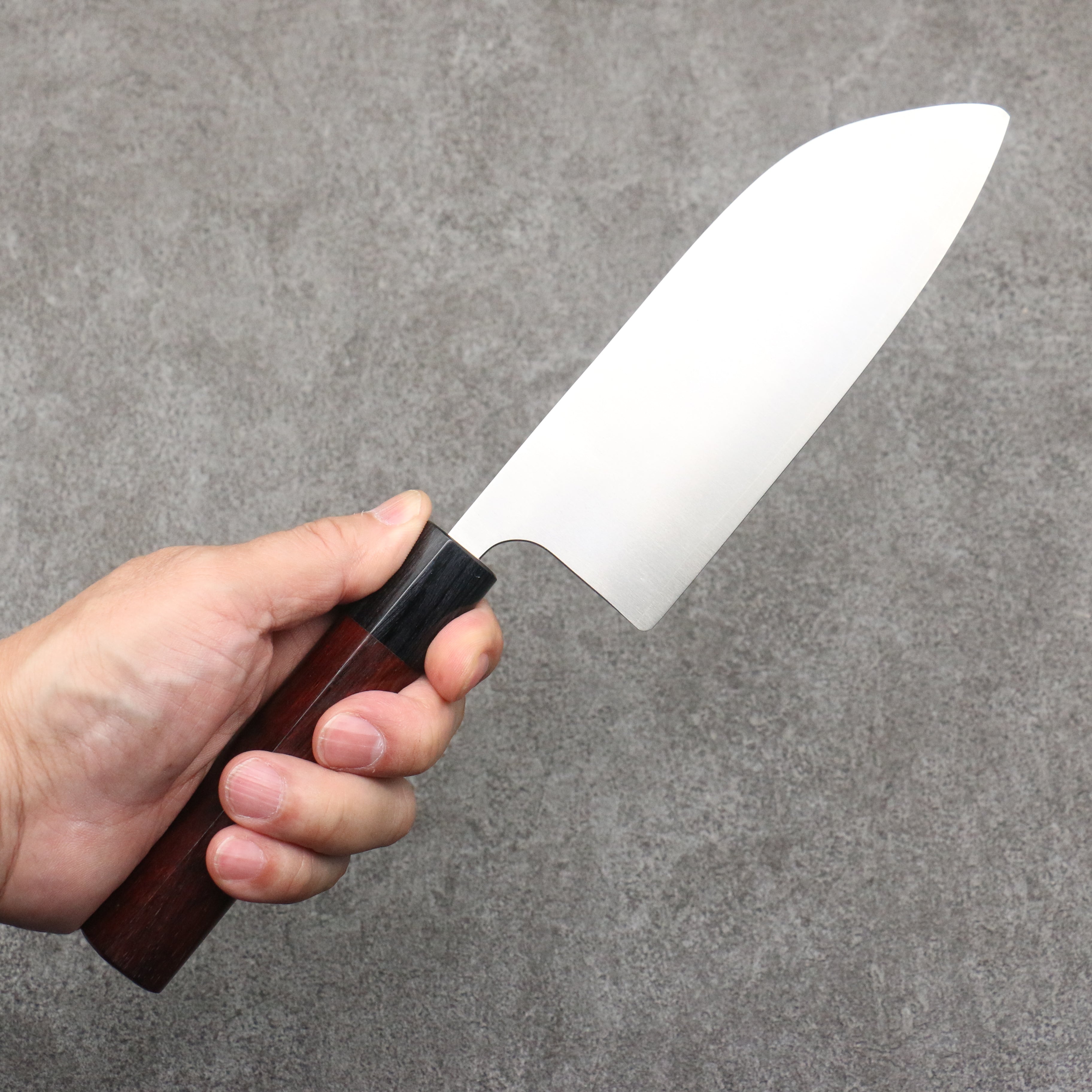 Shungo Ogata Round Tip SG2 Migaki Finished Small Santoku 150mm Rosewood (Ferrule: Black Pakka Wood) Handle - Japanny - Best Japanese Knife