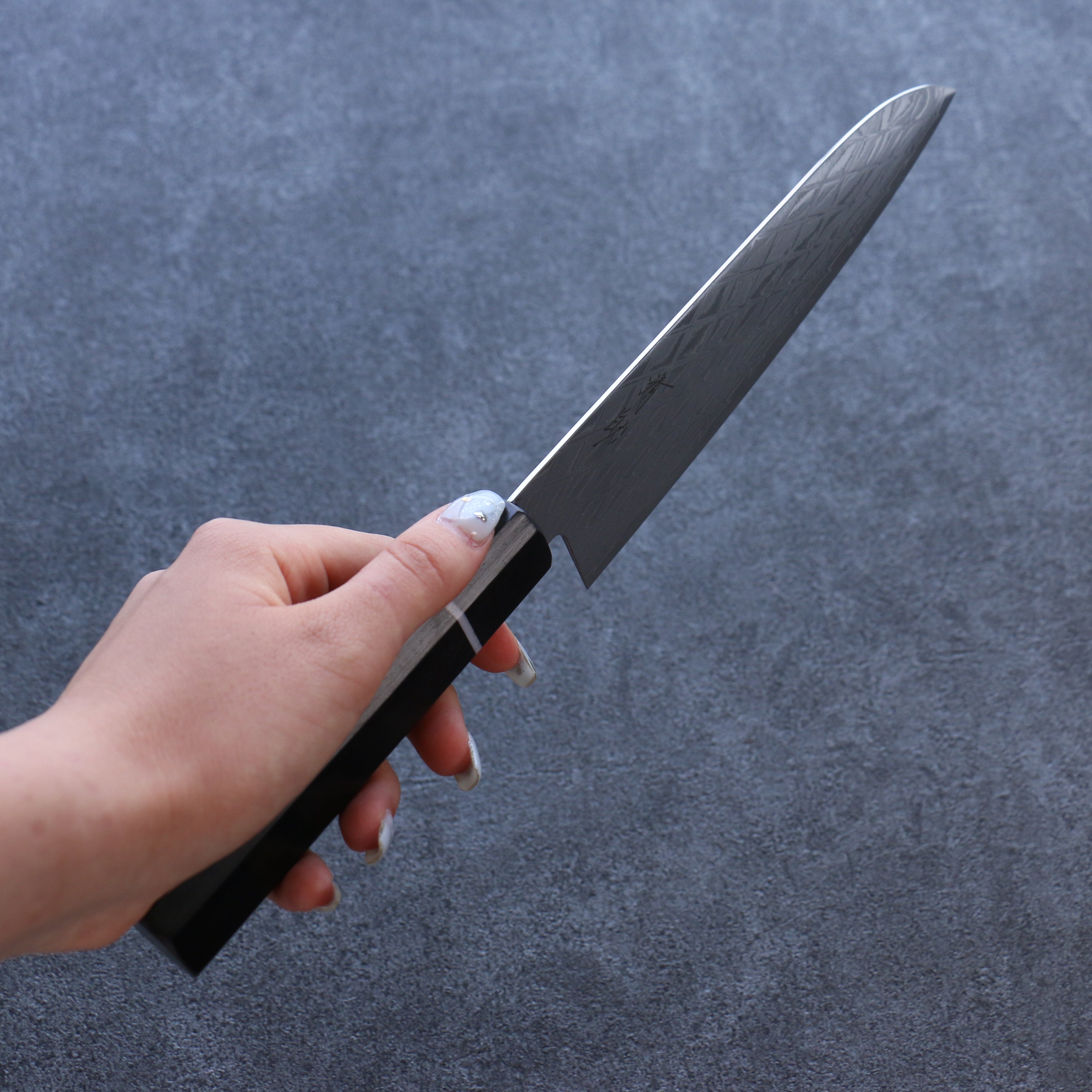 Seisuke AUS10 Mirror Crossed Santoku 180mm Black Pakka wood Handle - Japanny - Best Japanese Knife