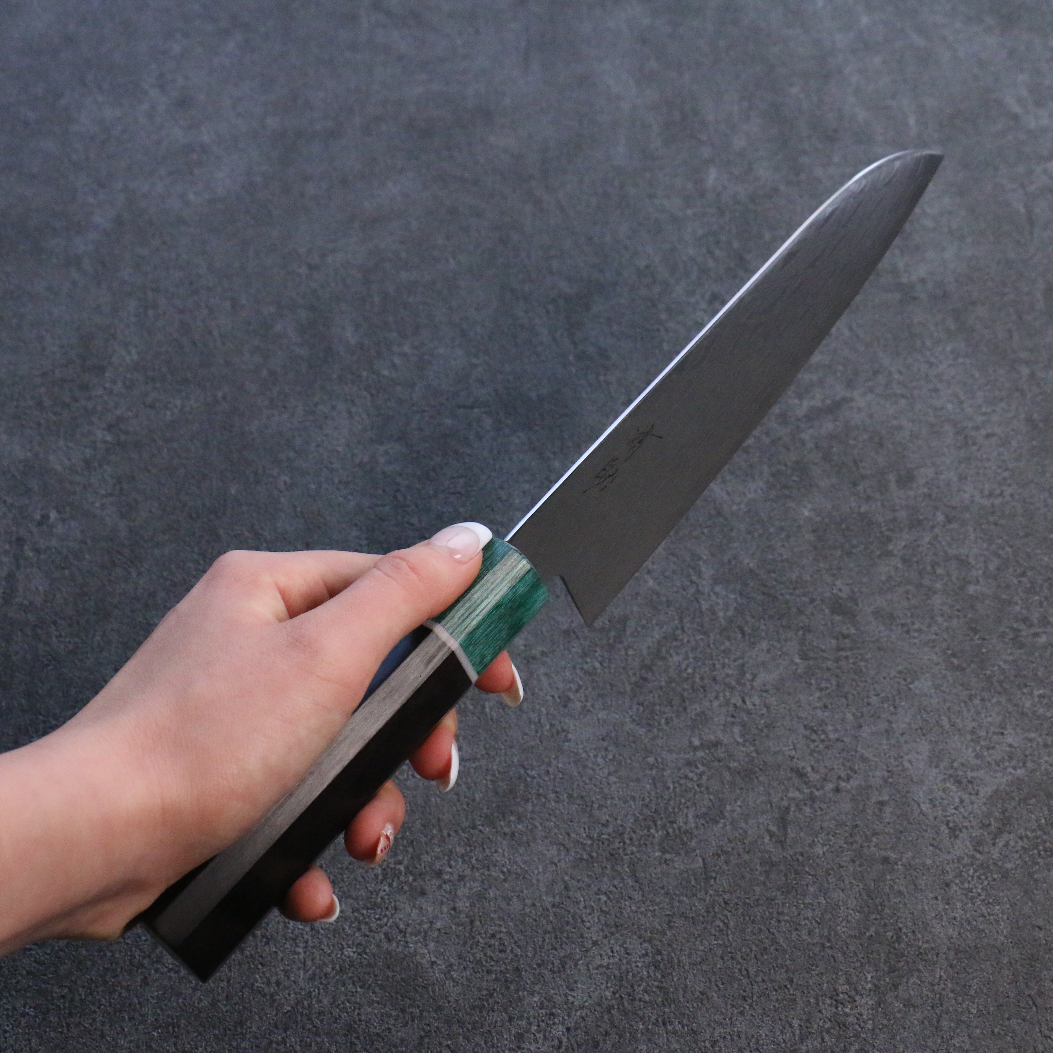 Seisuke AUS10 Mirror Crossed Santoku 180mm Black Pakka wood(ferrule: Green Pakka wood) Handle - Japanny - Best Japanese Knife