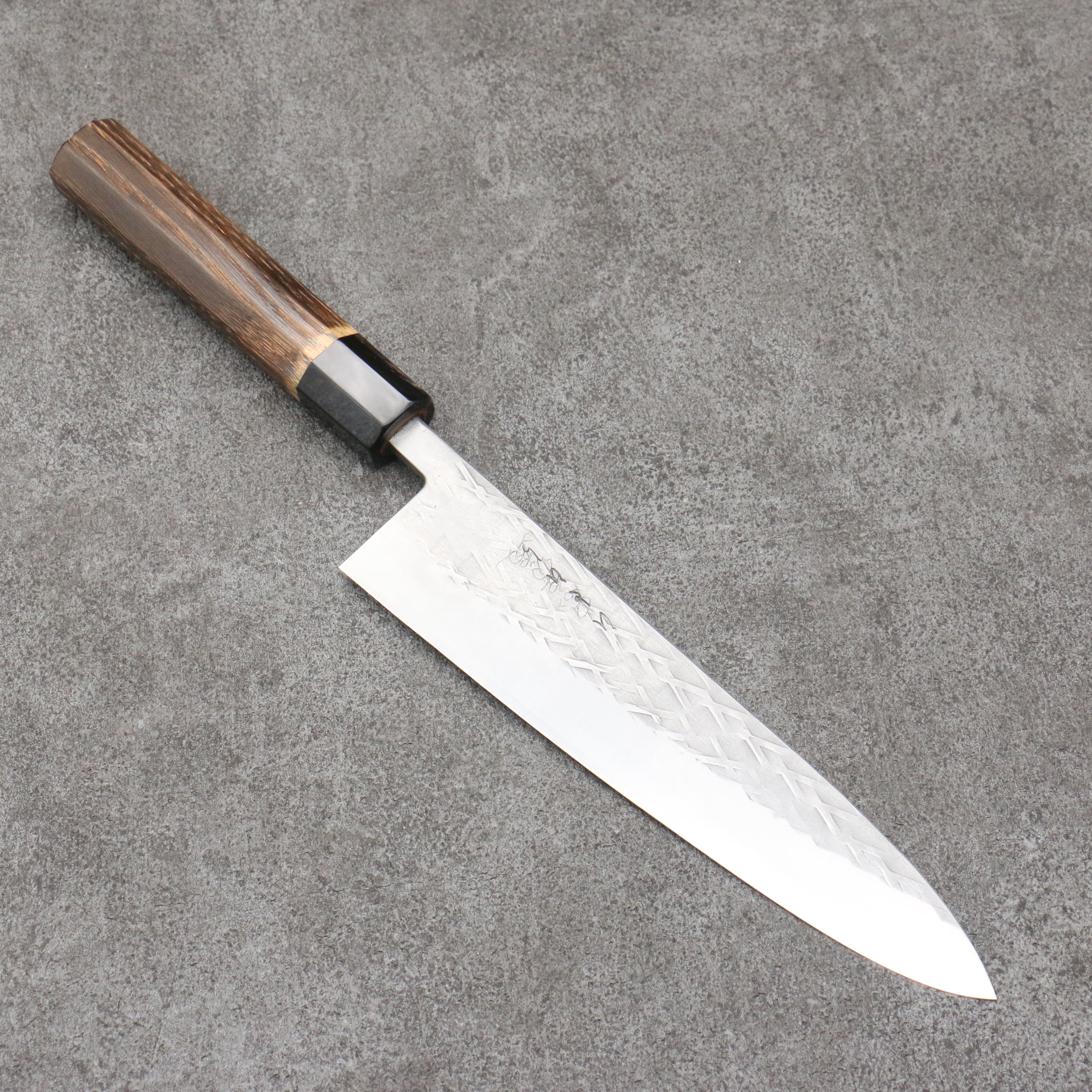 Tadafusa SLD Hammered Gyuto 210mm Burnt Walnut Handle - Japanny - Best Japanese Knife