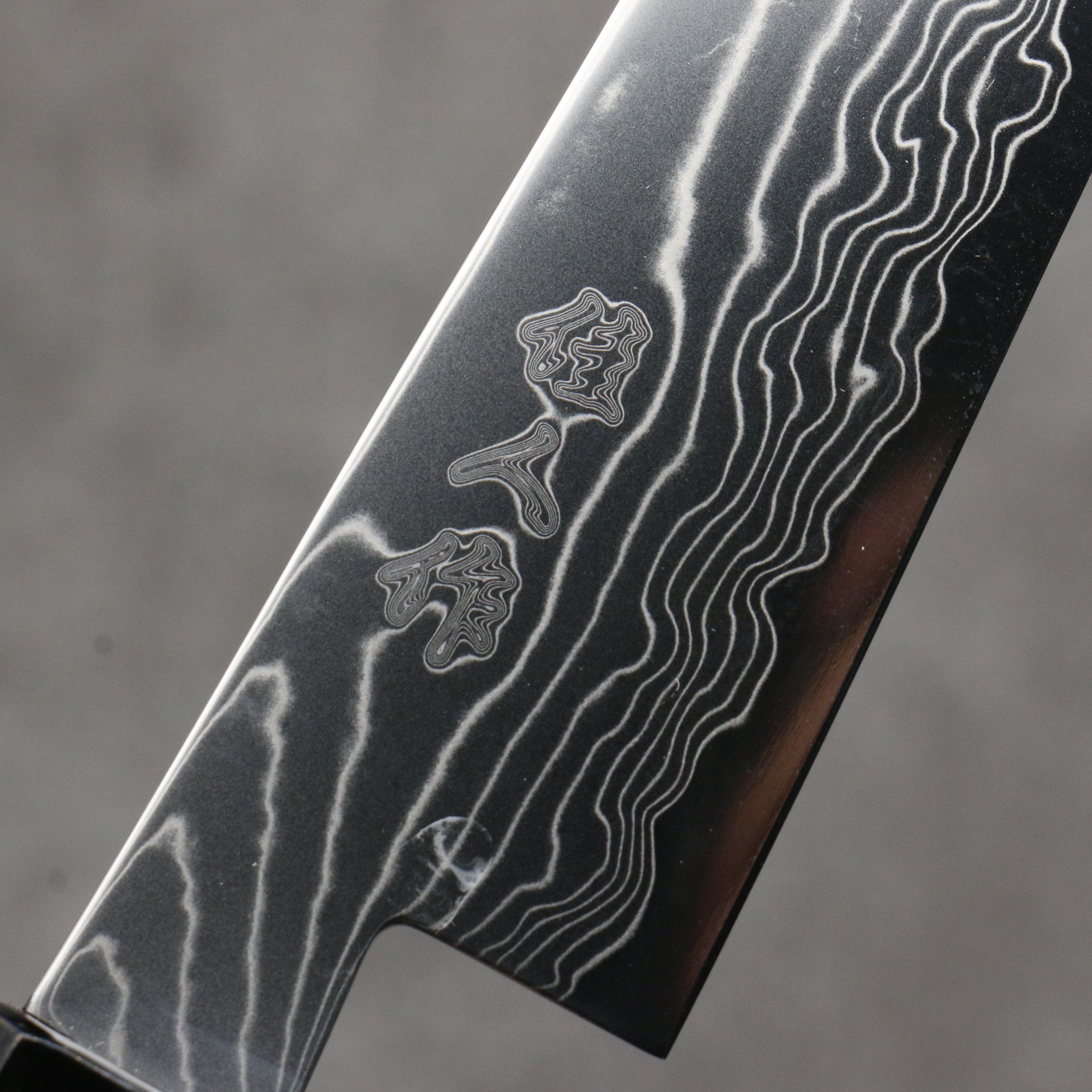 Kajin Cobalt Special Steel Damascus Petty-Utility 135mm Dark Blue and Gold with Fuji Lacquered Handle - Japanny - Best Japanese Knife