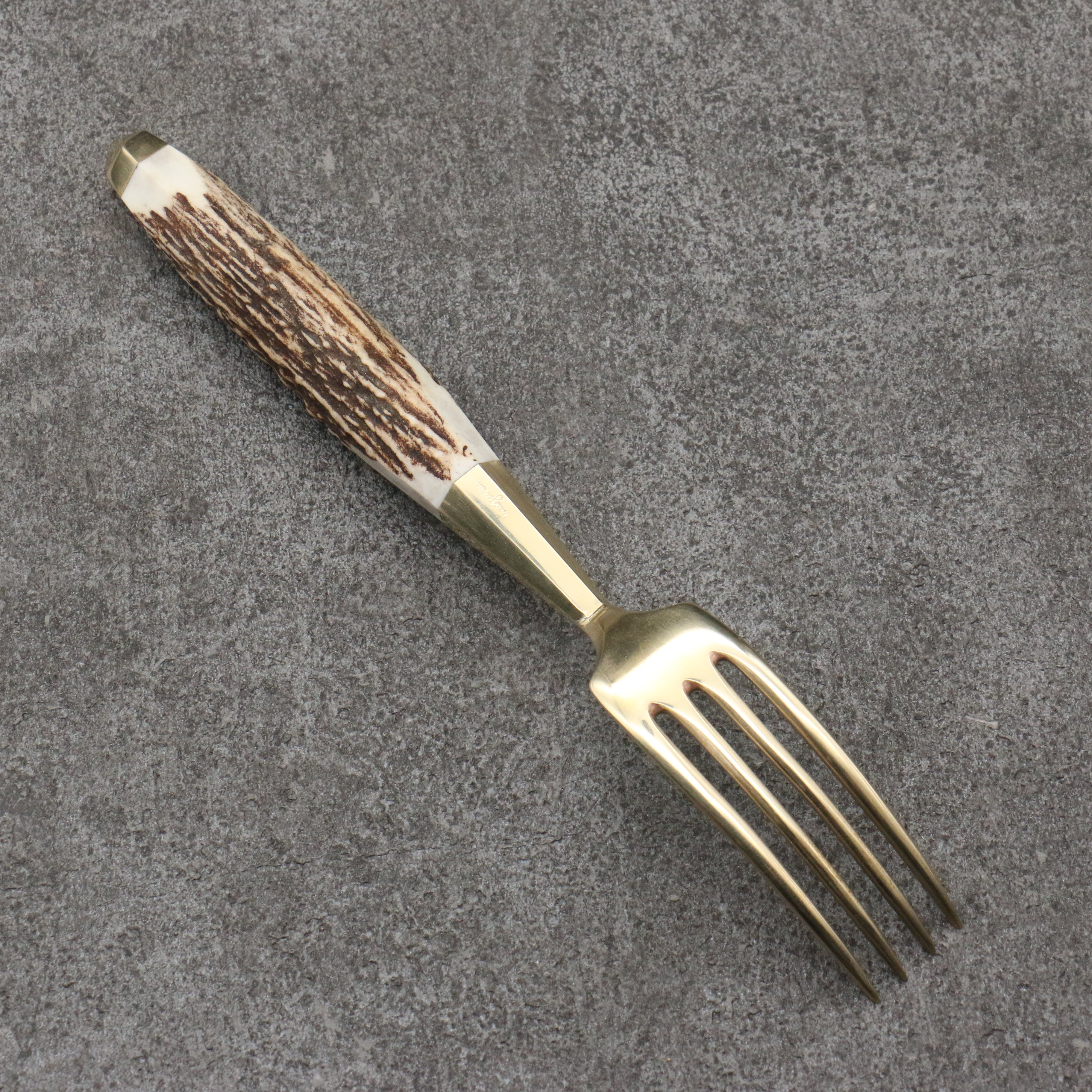 Meguru Stainless Steel Fork Stag Handle - Japanny - Best Japanese Knife