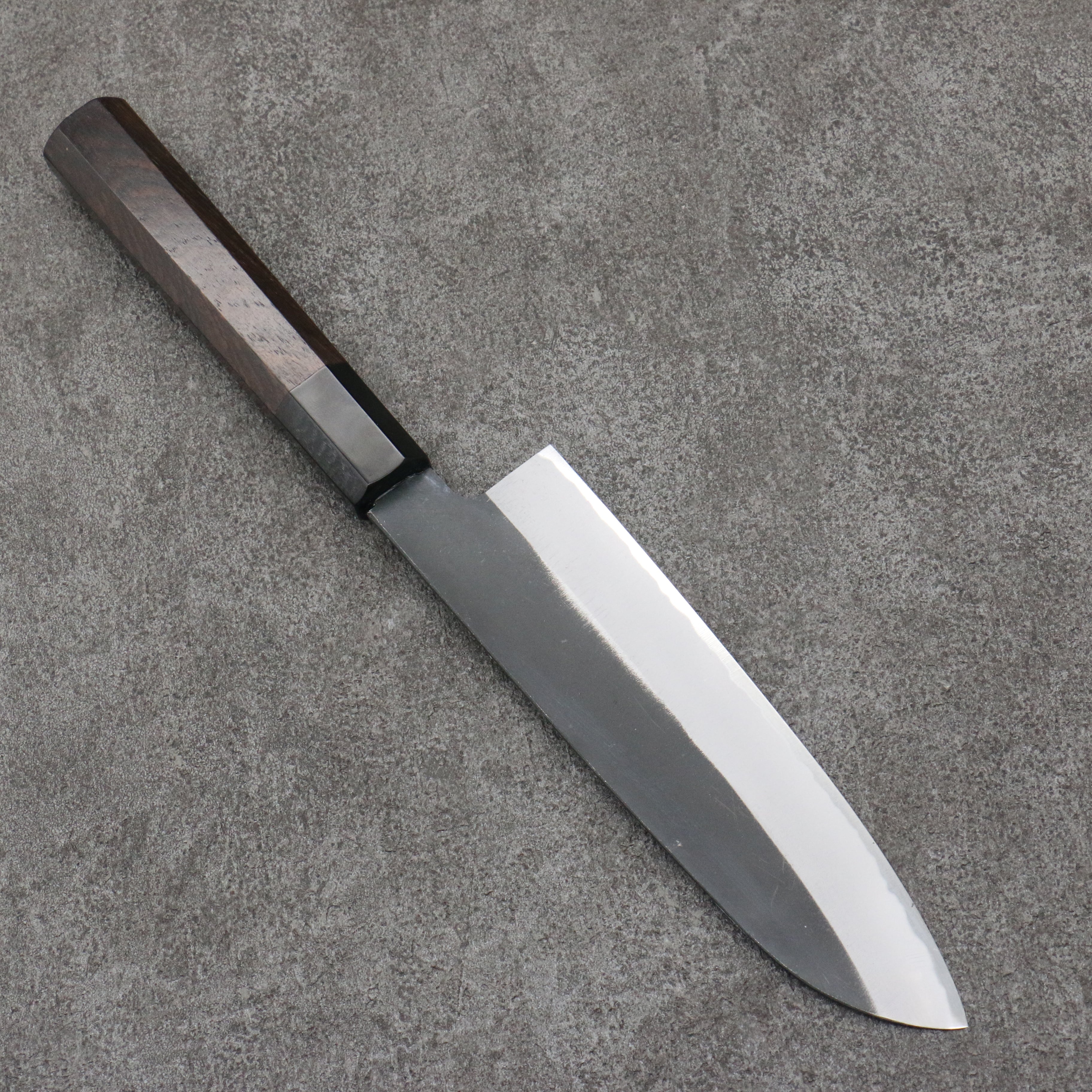 Sakai Takayuki Gold Filled Engraving by Kubota Jyurokuya White Steel No.2 Black Finished Santoku 180mm Ebony Wood Handle - Japanny - Best Japanese Knife