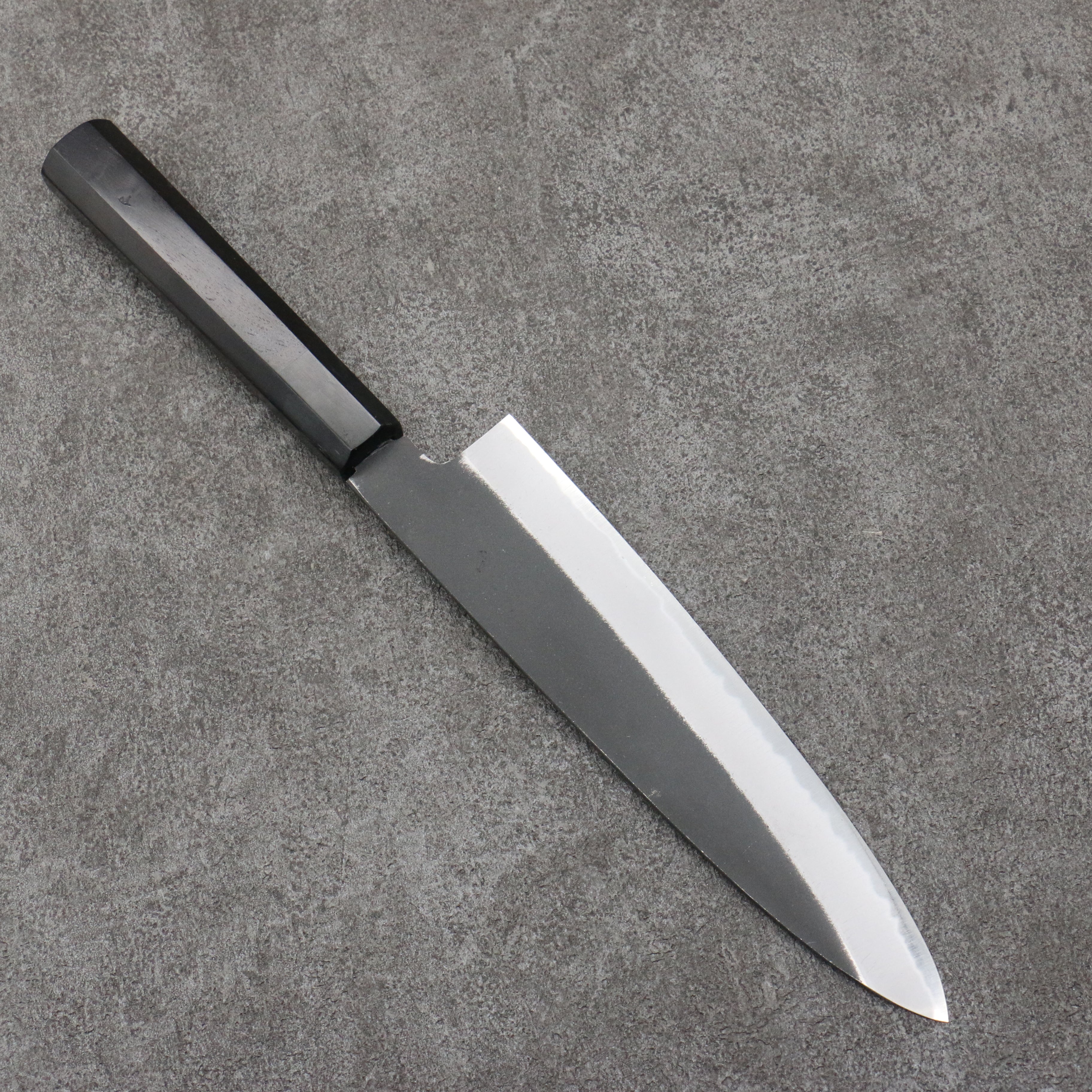 Sakai Takayuki Gold Filled Engraving by Kubota Kongourikishi White Steel No.2 Black Finished Gyuto 210mm Ebony Wood Handle - Japanny - Best Japanese Knife