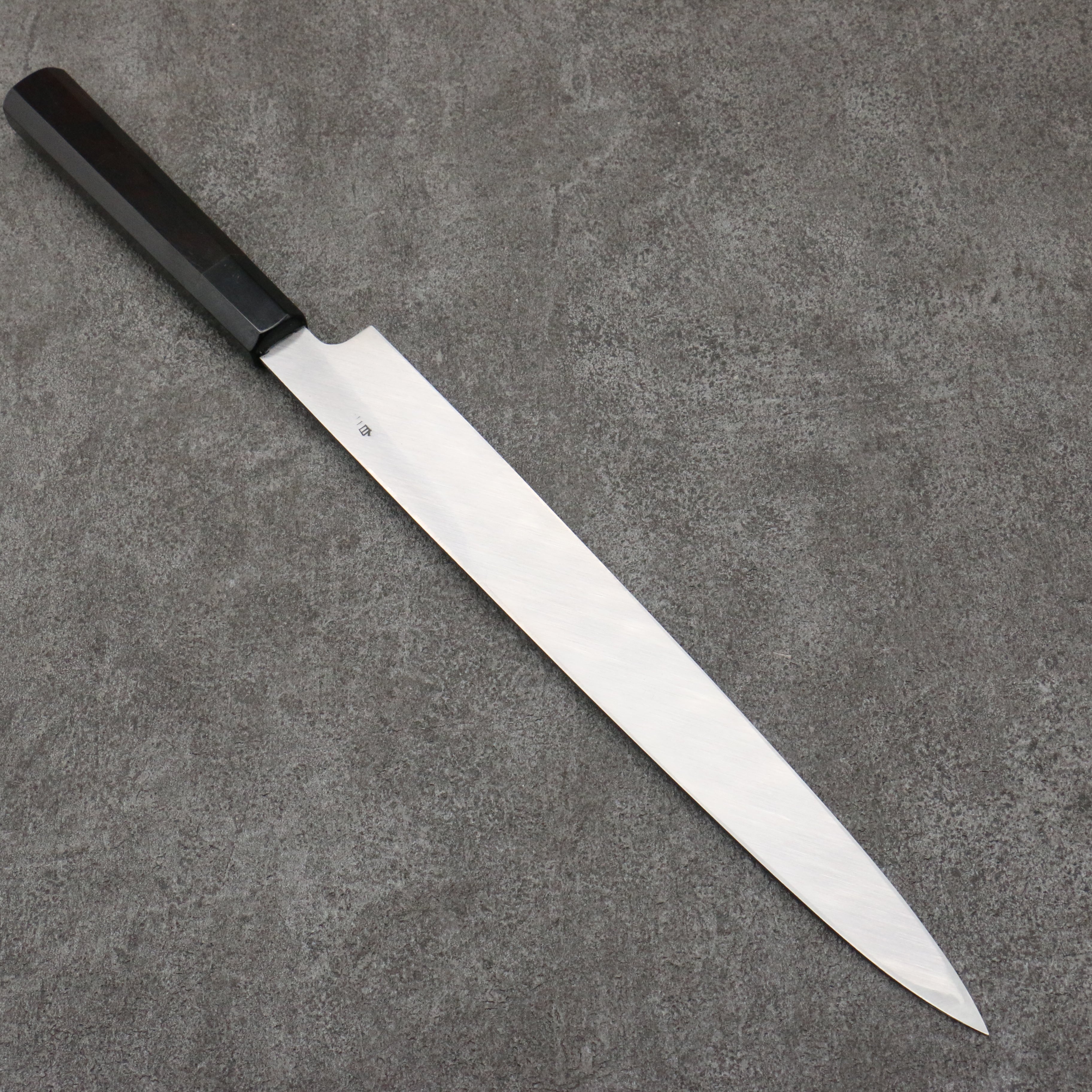 Sakai Takayuki Gold Filled Engraving by Kubota Tenryu White Steel No.2 Black Finished Yanagiba 300mm Ebony Wood Handle - Japanny - Best Japanese Knife
