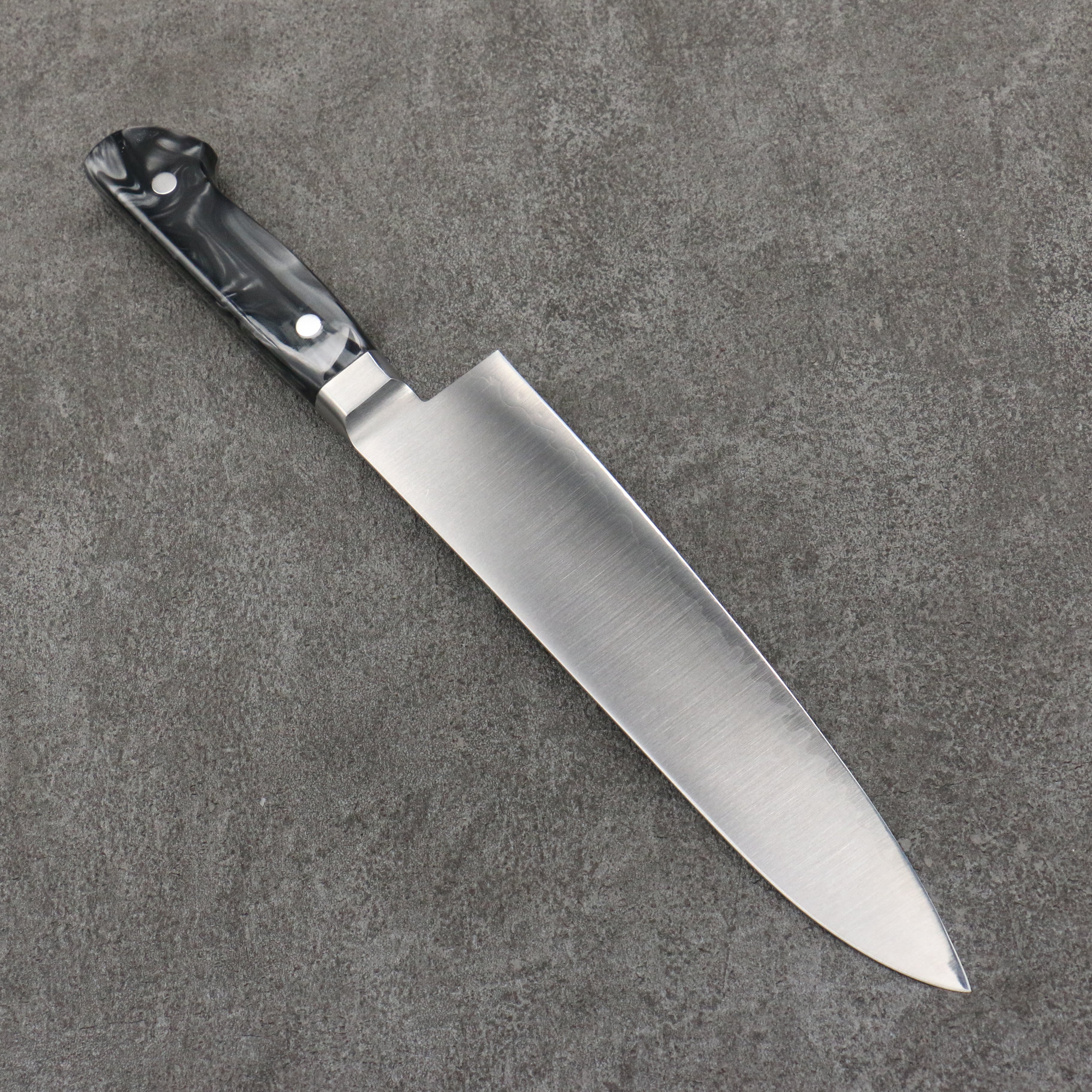 Seisuke VG5 Migaki Finished Gyuto 210mm Black Marbled Resin Handle - Japanny - Best Japanese Knife