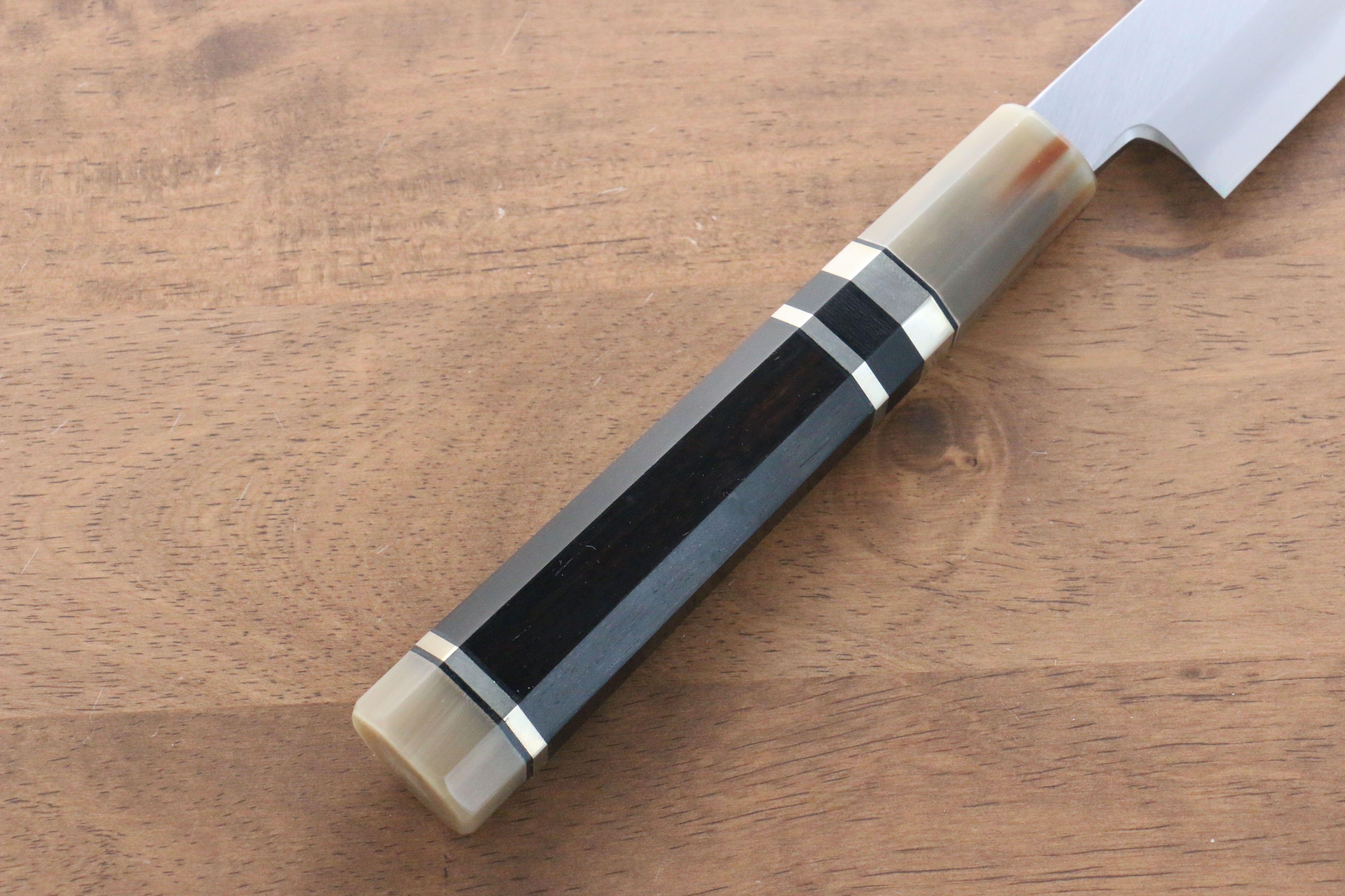 Jikko Shiko White Steel Sakimaru Yanagiba 300mm Ebony with Double Ring Handle - Japanny - Best Japanese Knife