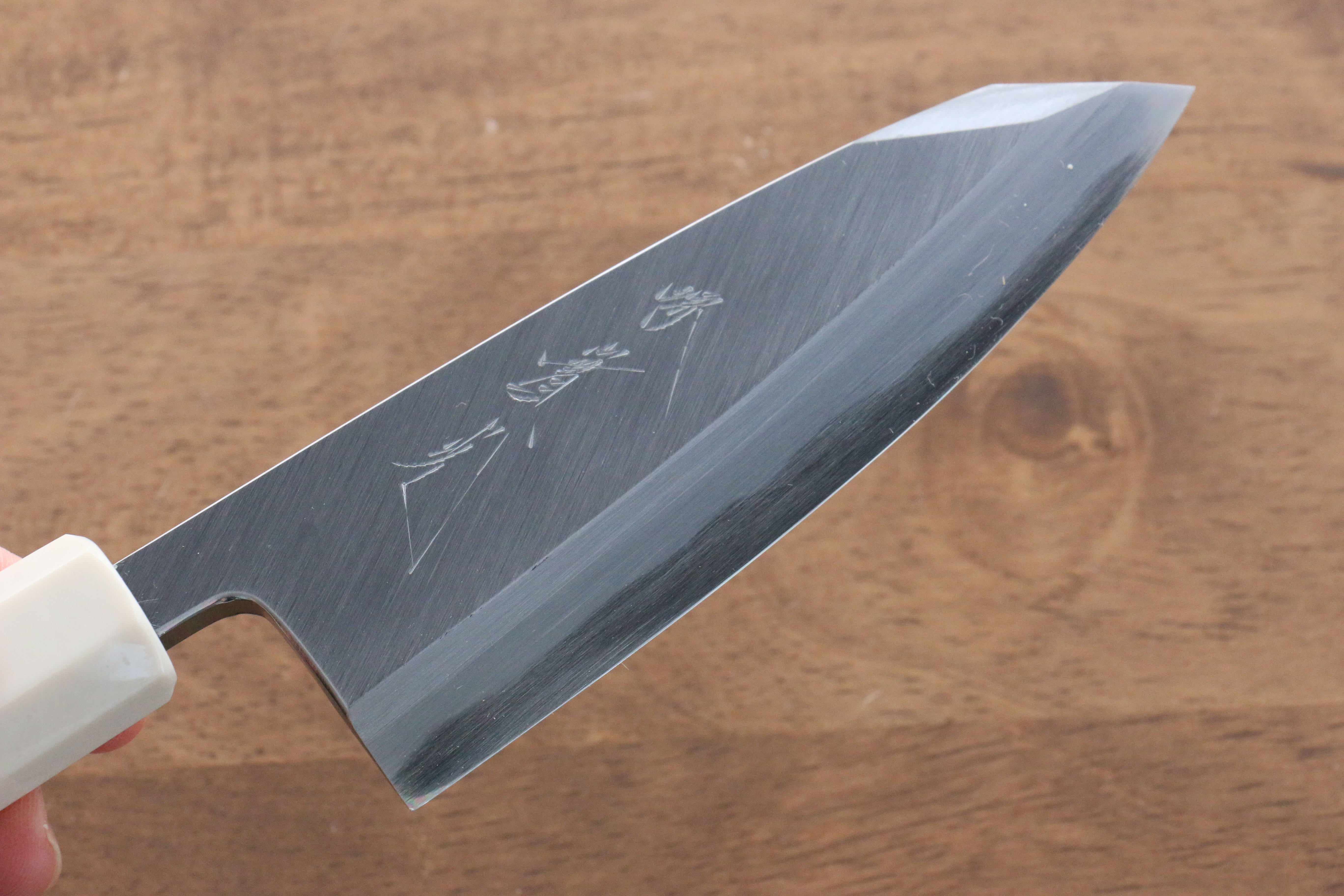 Jikko Shiko Blue Steel Kiritsuke Deba 120mm Ebony with Double Ring Handle - Japanny - Best Japanese Knife