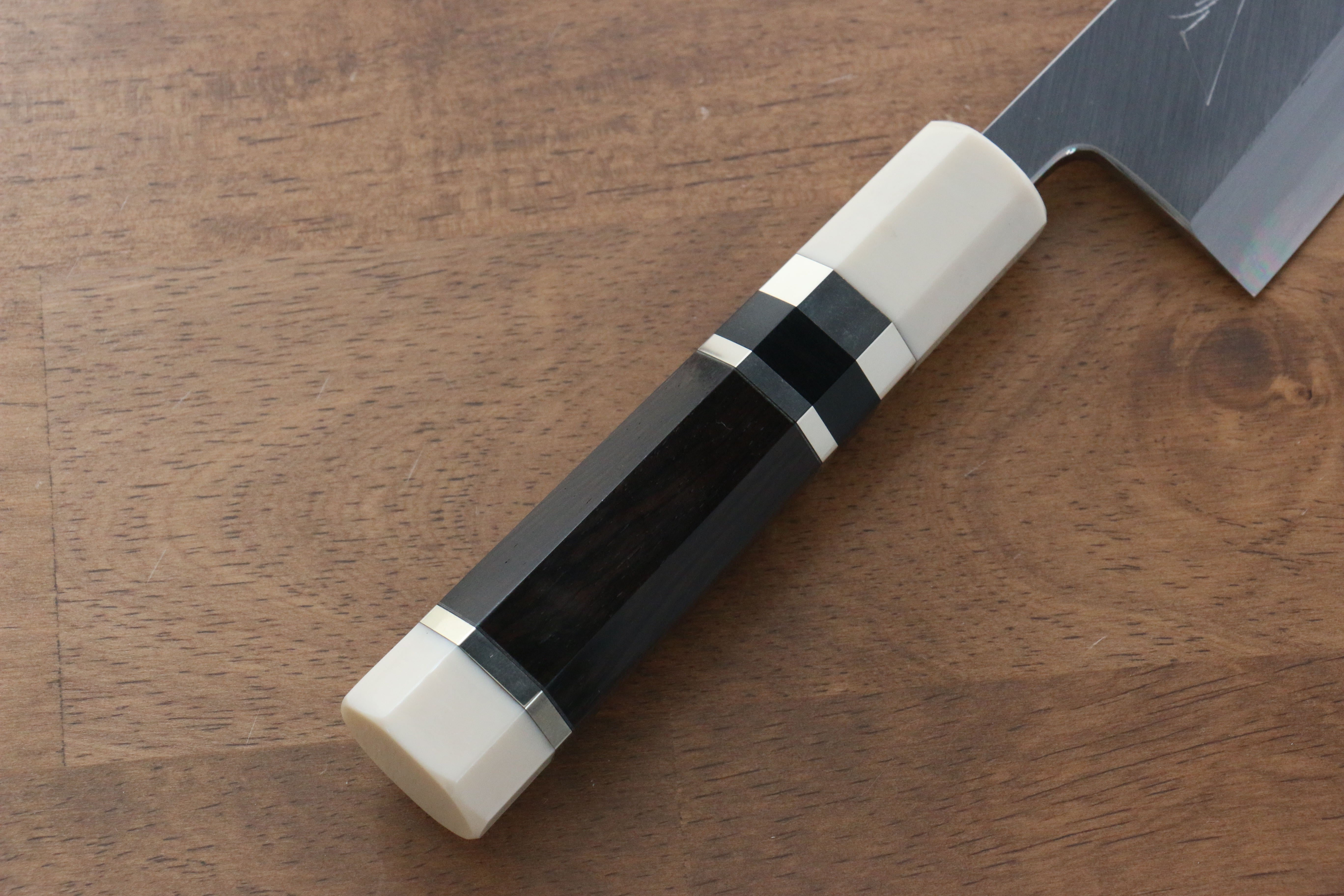 Jikko Shiko Blue Steel Kiritsuke Deba 120mm Ebony with Double Ring Handle - Japanny - Best Japanese Knife