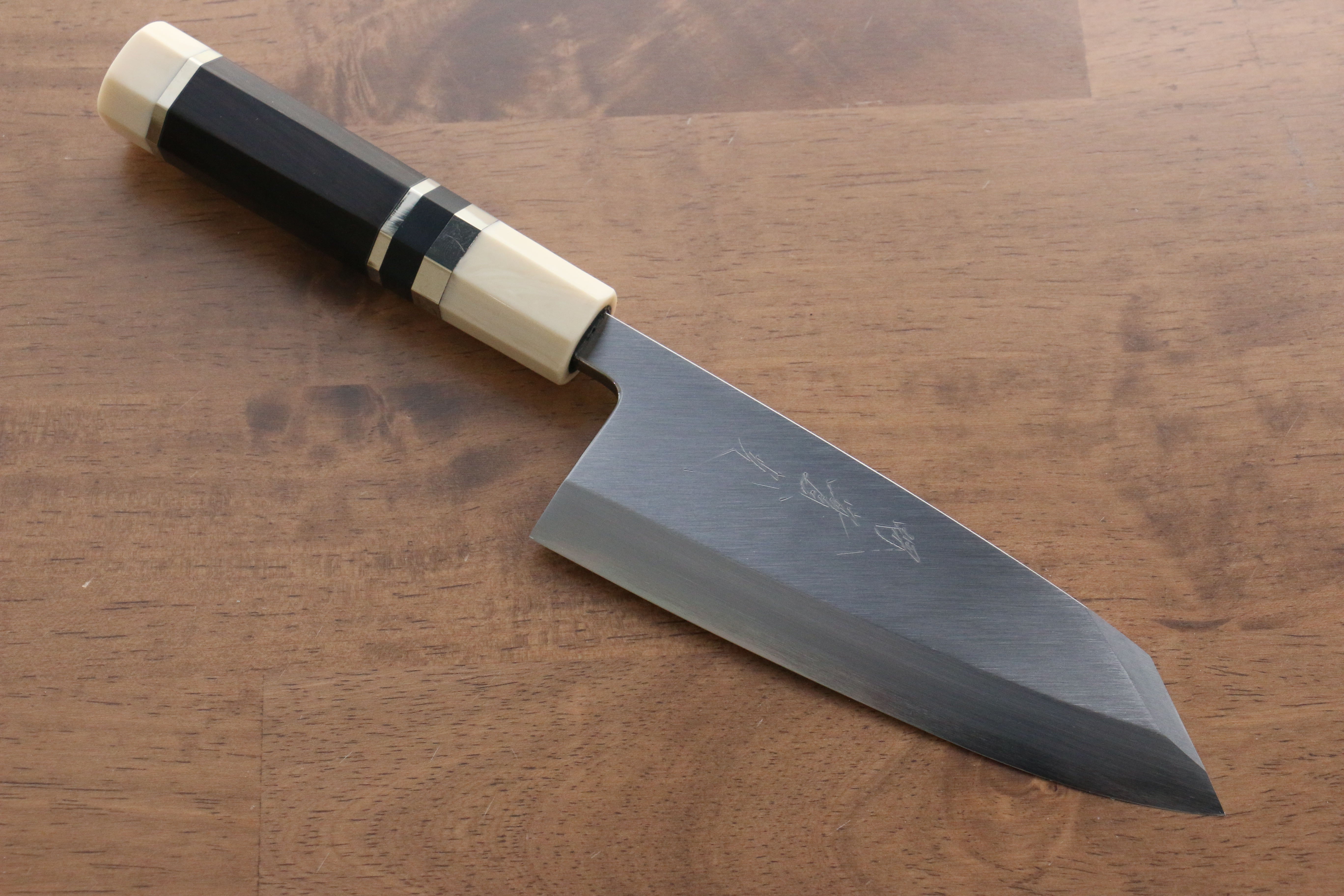 Jikko Shiko Blue Steel Kiritsuke Deba 150mm Ebony with Double Ring Handle - Japanny - Best Japanese Knife