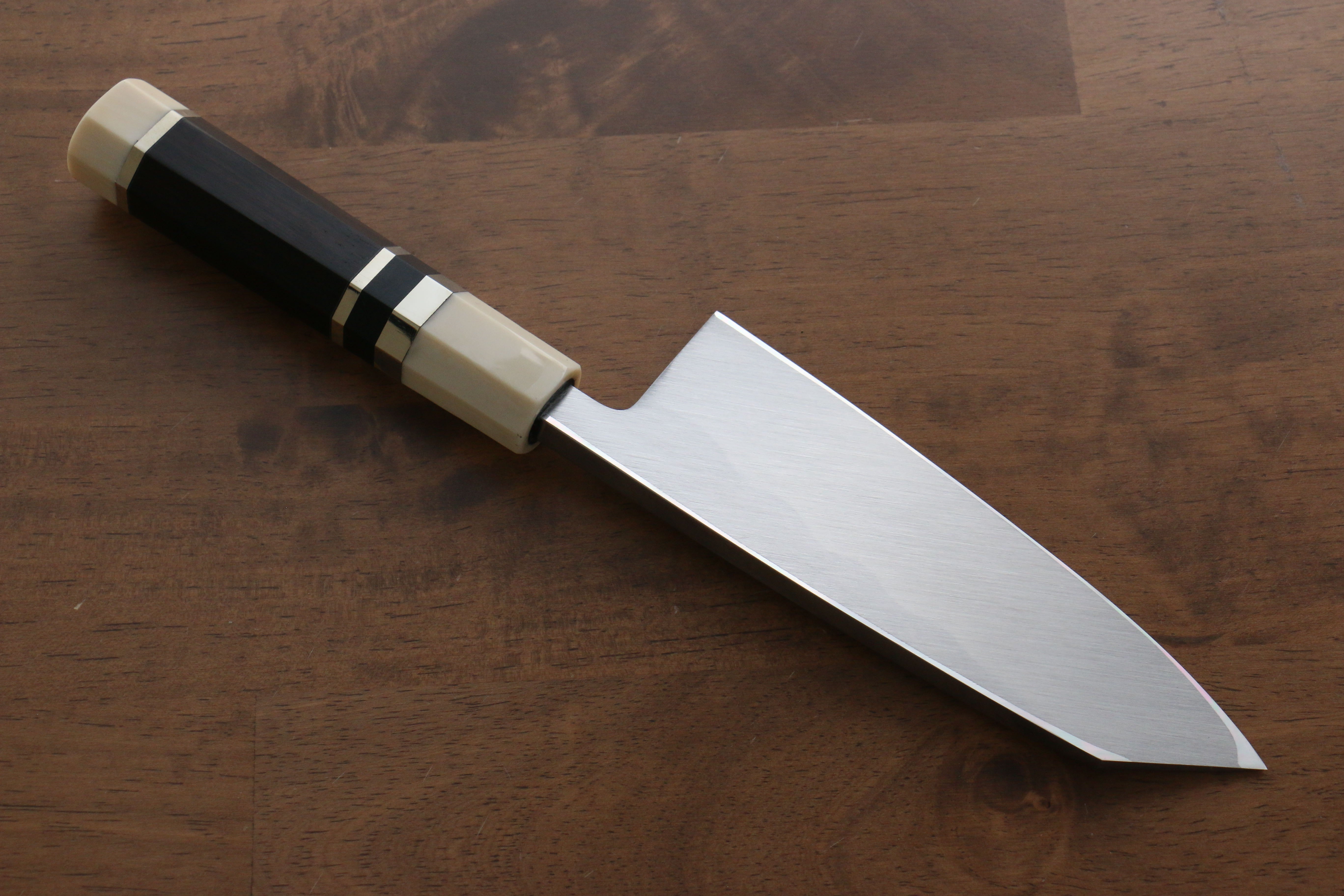 Jikko Shiko Blue Steel Kiritsuke Deba 150mm Ebony with Double Ring Handle - Japanny - Best Japanese Knife