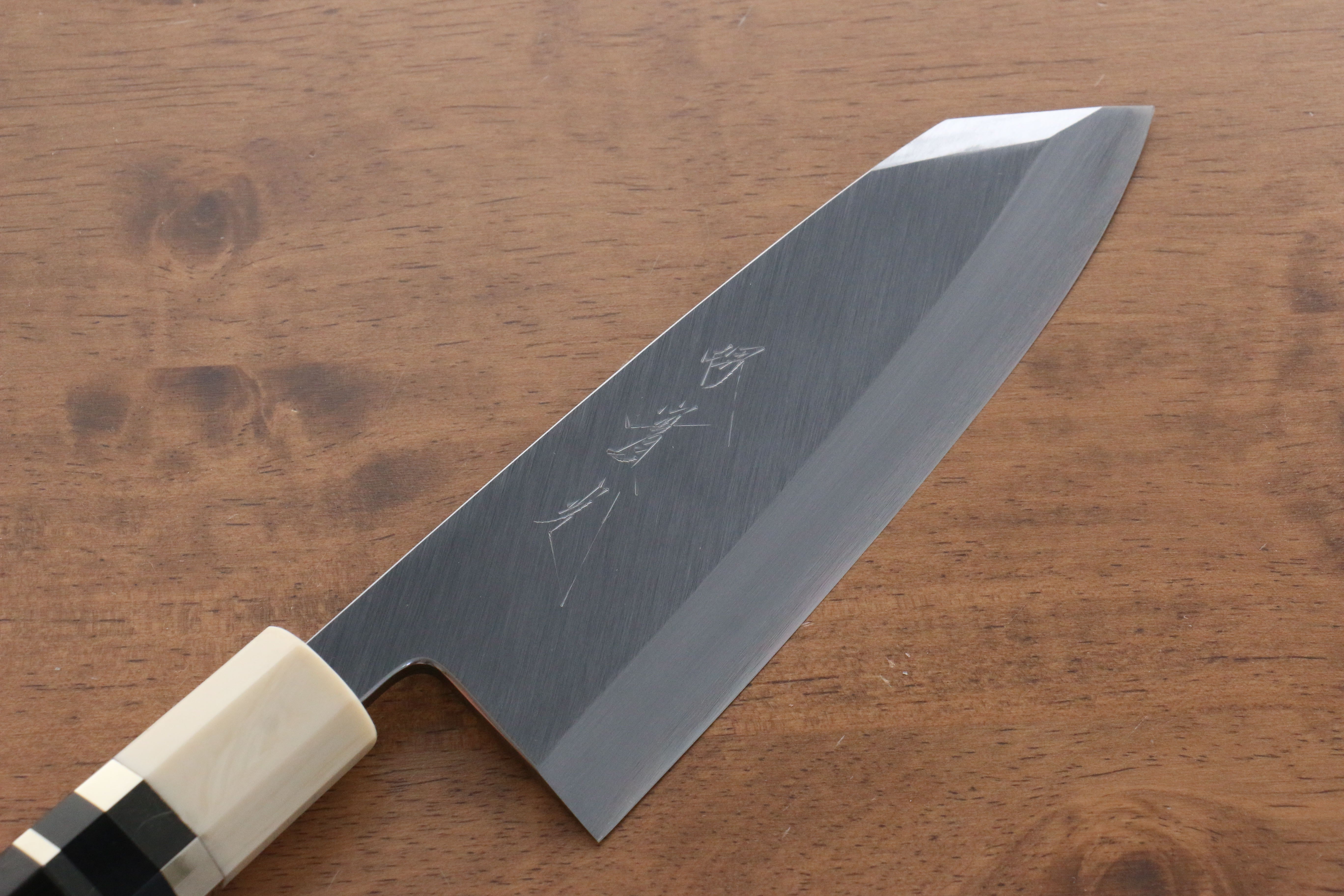 Jikko Shiko Blue Steel Kiritsuke Deba 150mm Ebony with Double Ring Handle - Japanny - Best Japanese Knife