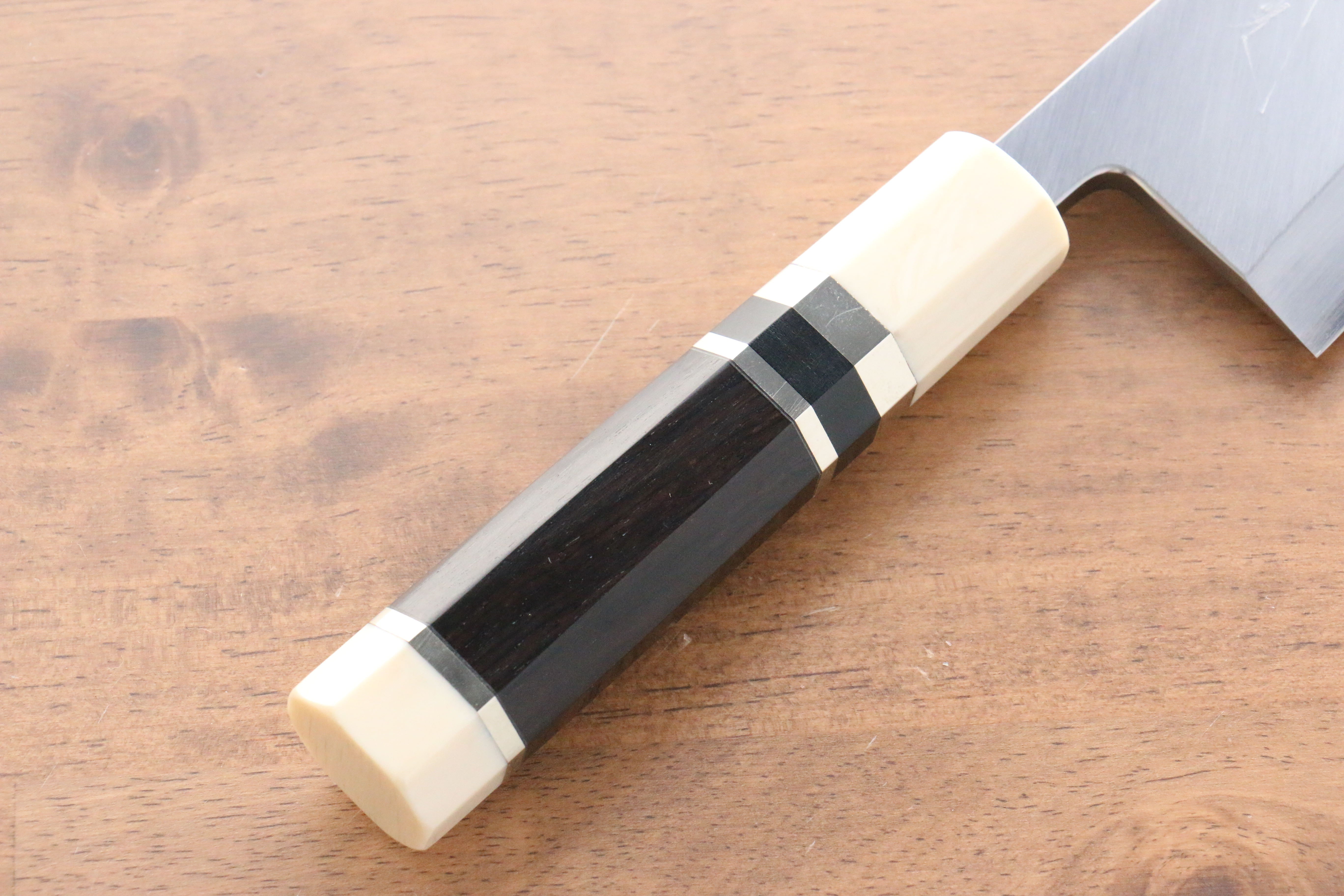 Jikko Shiko Blue Steel Kiritsuke Deba 150mm Ebony with Double Ring Handle - Japanny - Best Japanese Knife