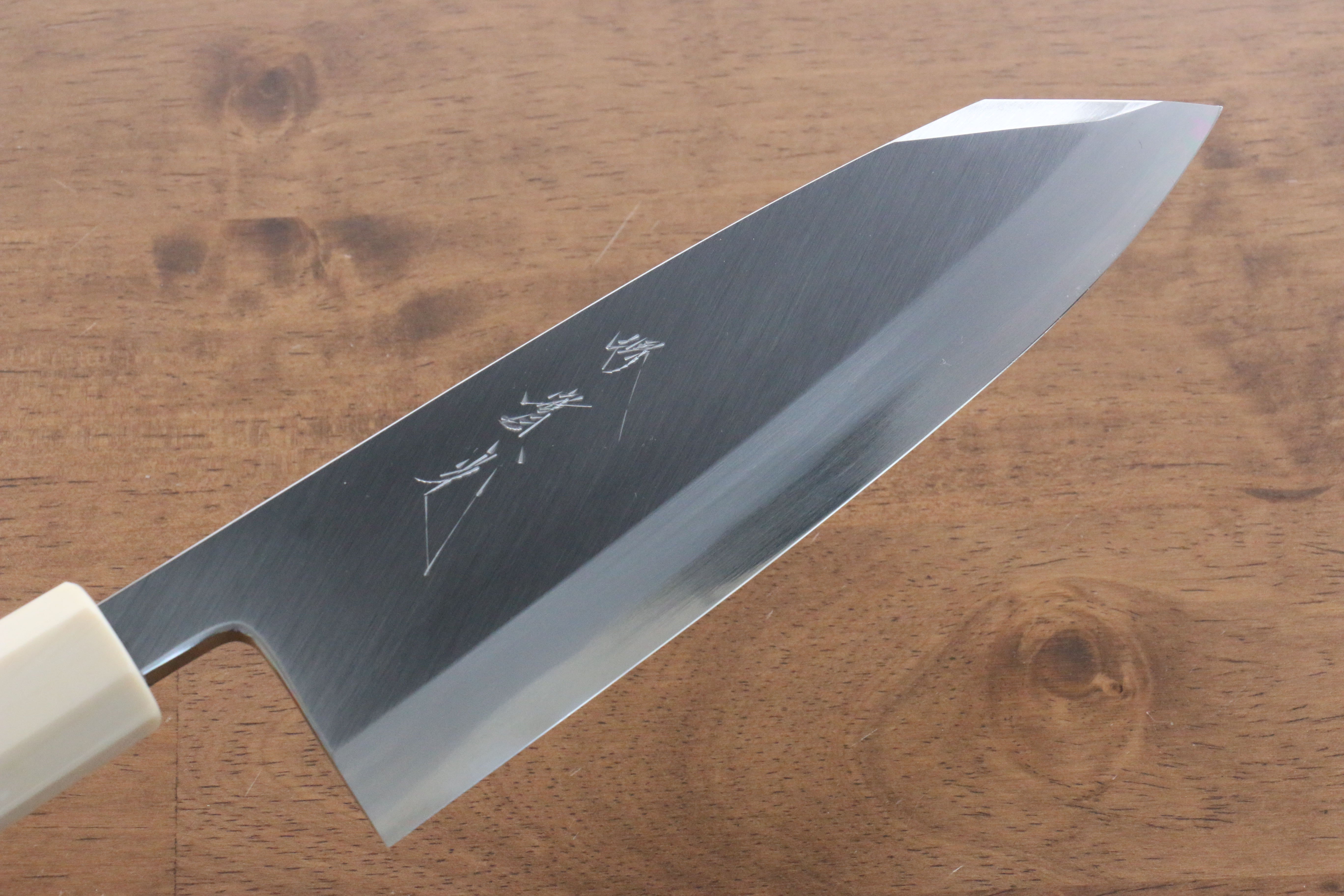 Jikko Shiko Blue Steel Kiritsuke Deba 180mm Ebony with Double Ring Handle - Japanny - Best Japanese Knife