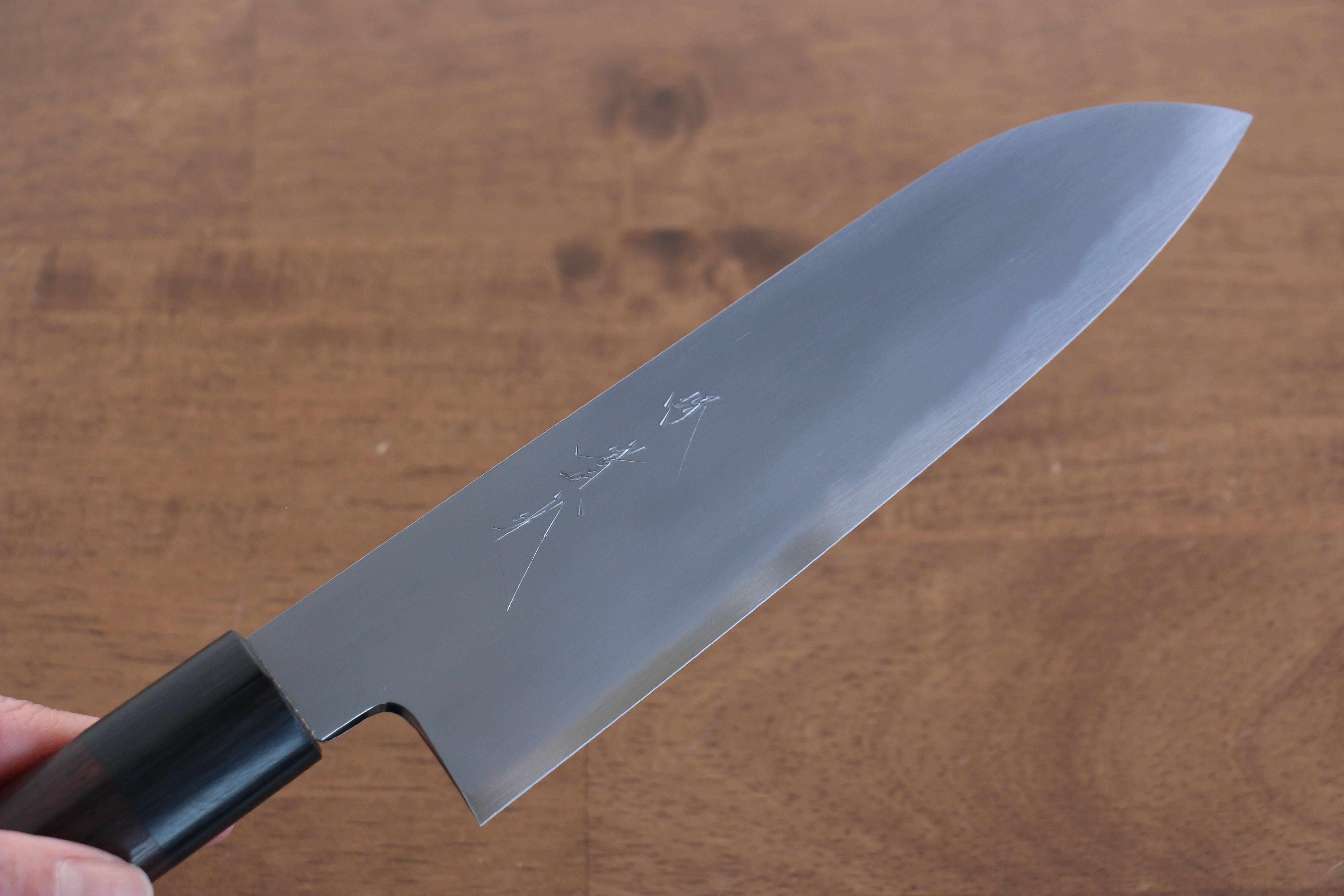 Jikko White Steel No.2 Santoku 180mm Shitan Handle - Japanny - Best Japanese Knife