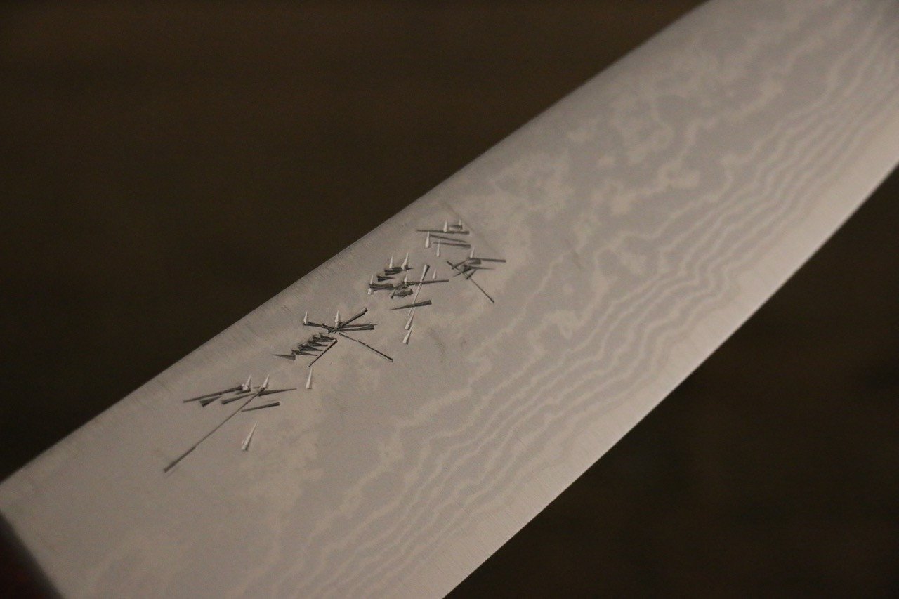 Shigeki Tanaka VG10 17 Layer Damascus Santoku 165mm Red Pakka wood Handle - Japanny - Best Japanese Knife