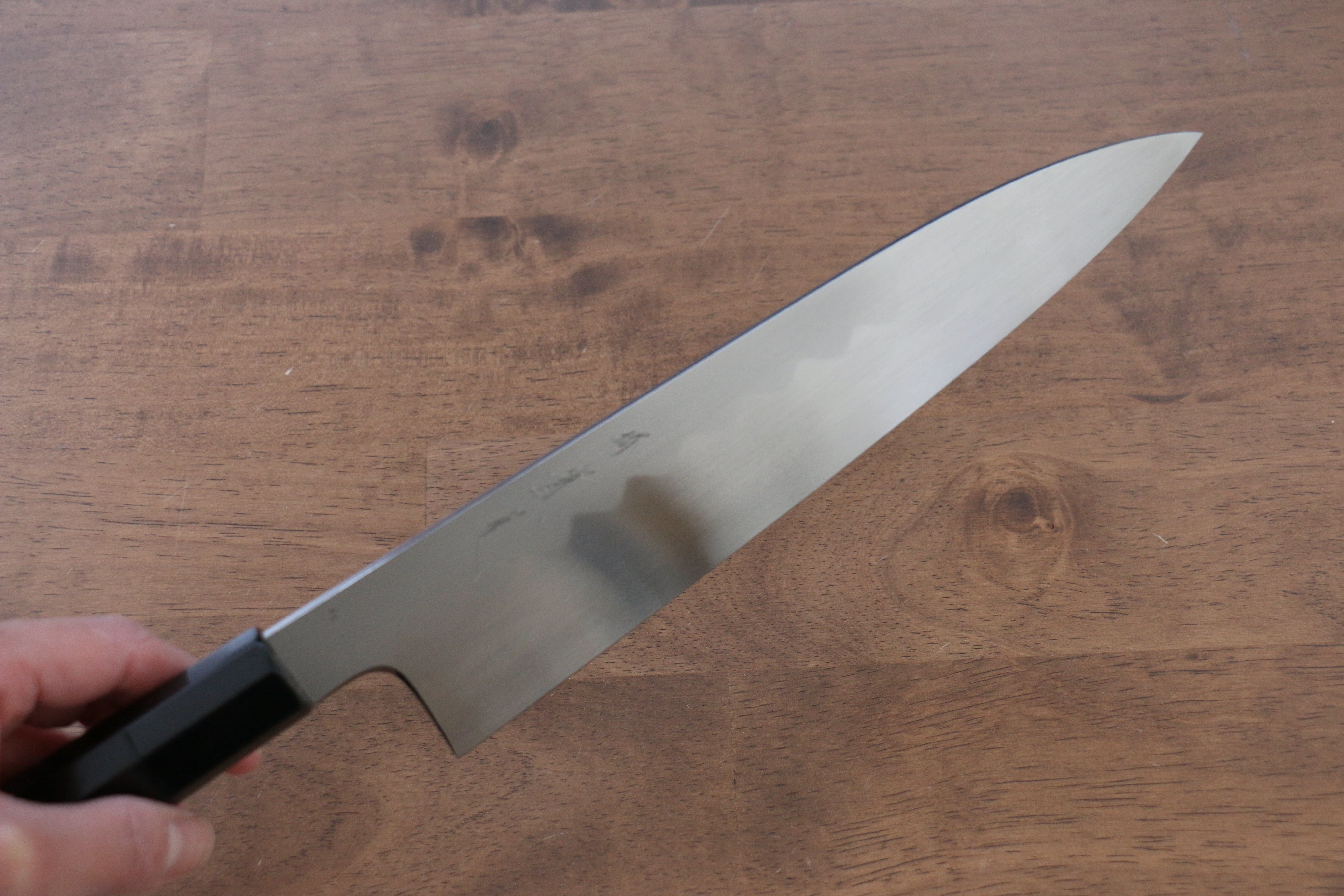 Jikko Honyaki White Steel No.3 Kasumitogi Gyuto 210mm Ebony Wood Handle - Japanny - Best Japanese Knife