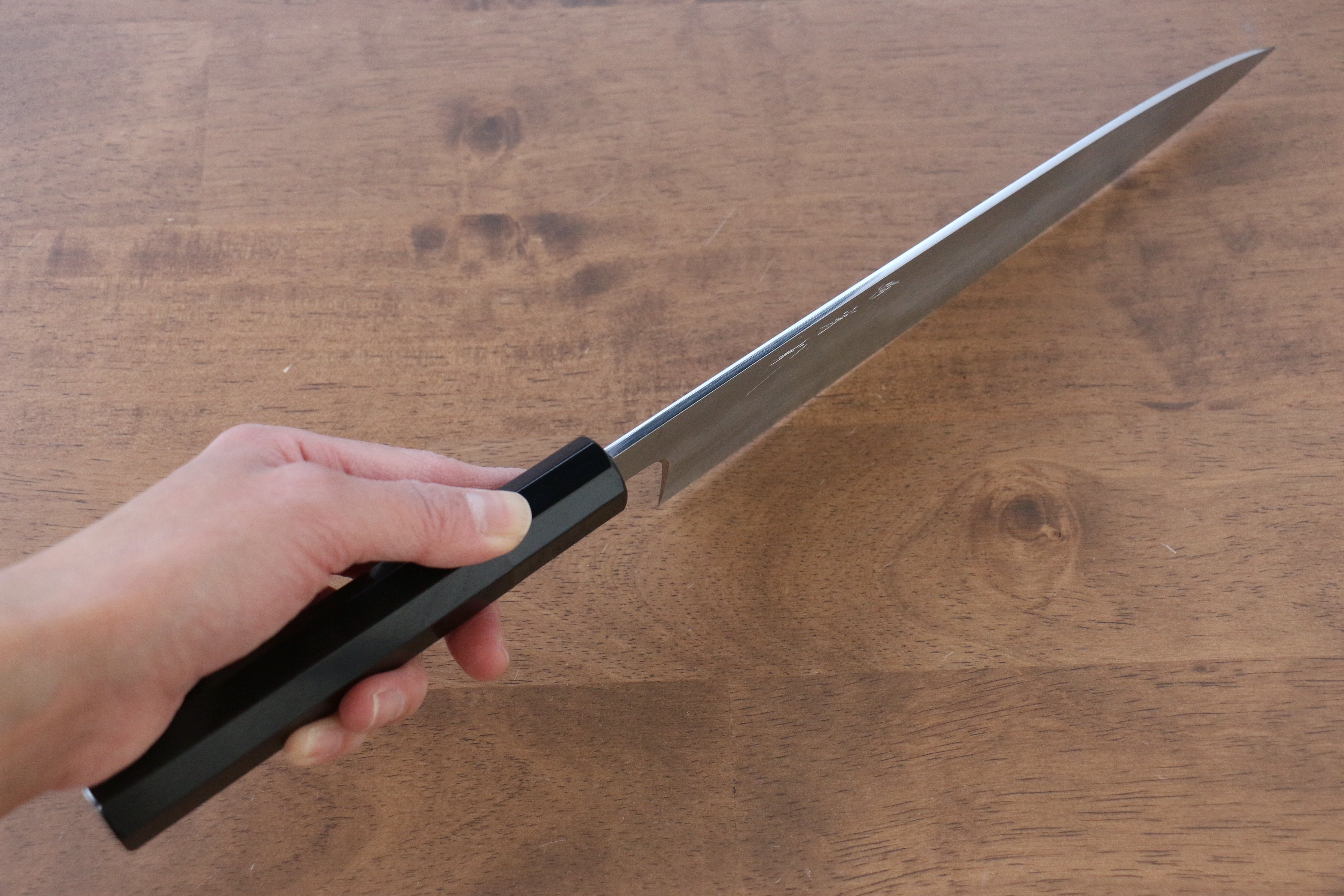Jikko Honyaki White Steel No.3 Kasumitogi Gyuto 210mm Ebony Wood Handle - Japanny - Best Japanese Knife