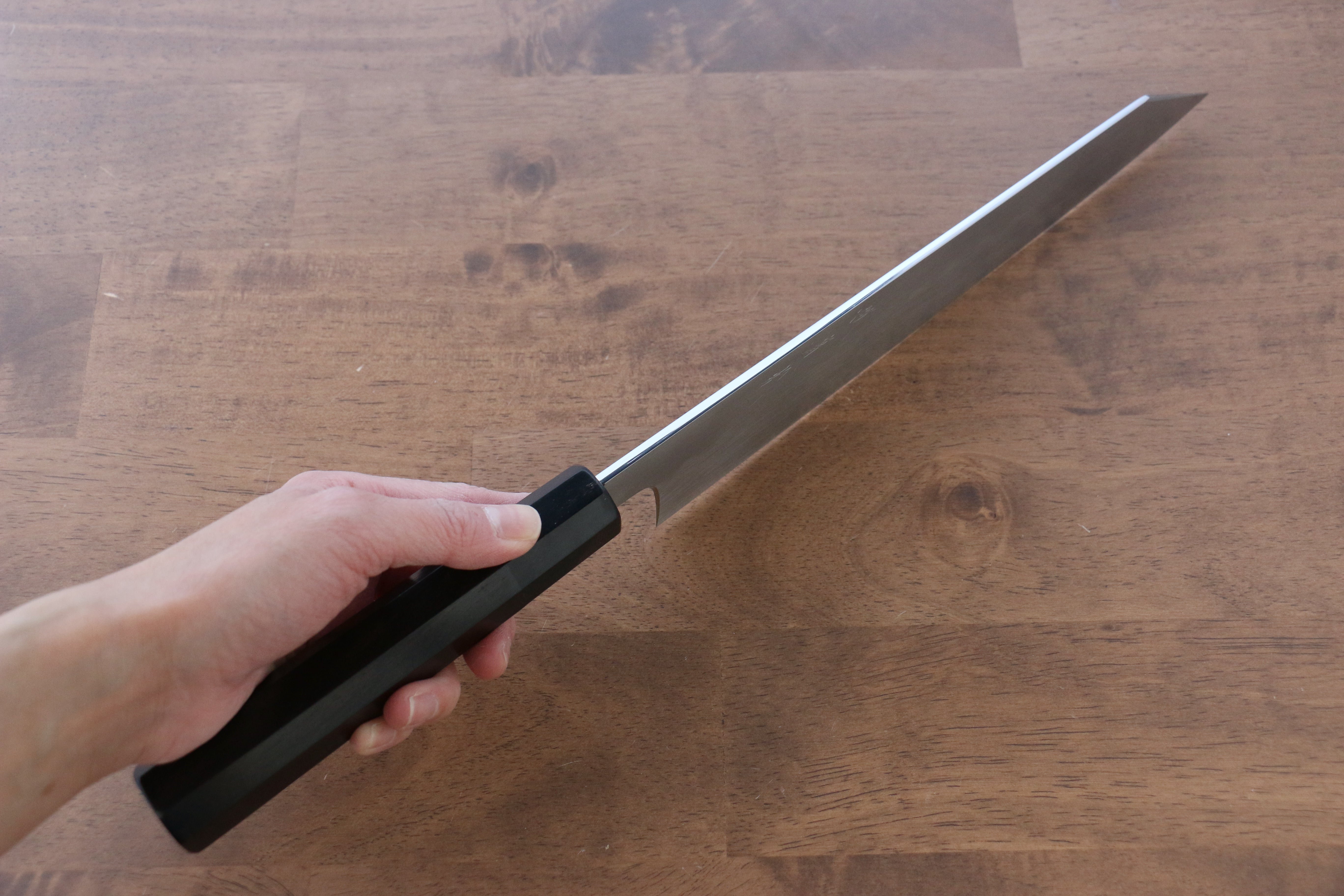 Jikko Honyaki White Steel No.3 Kasumitogi Kiritsuke Gyuto 240mm Ebony Wood Handle - Japanny - Best Japanese Knife