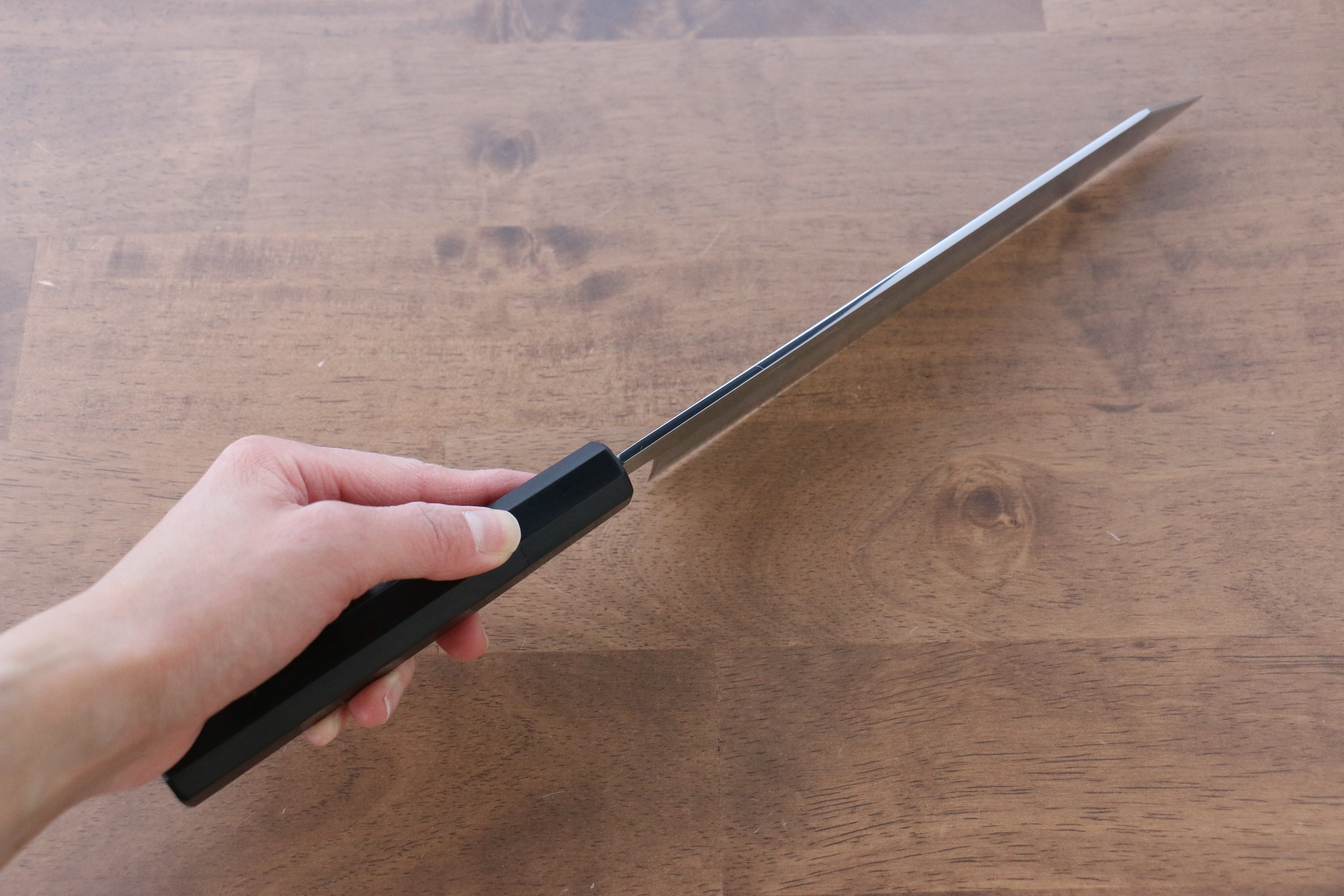 Jikko Honyaki White Steel No.3 Kasumitogi Kiritsuke Gyuto 210mm Ebony Wood Handle - Japanny - Best Japanese Knife