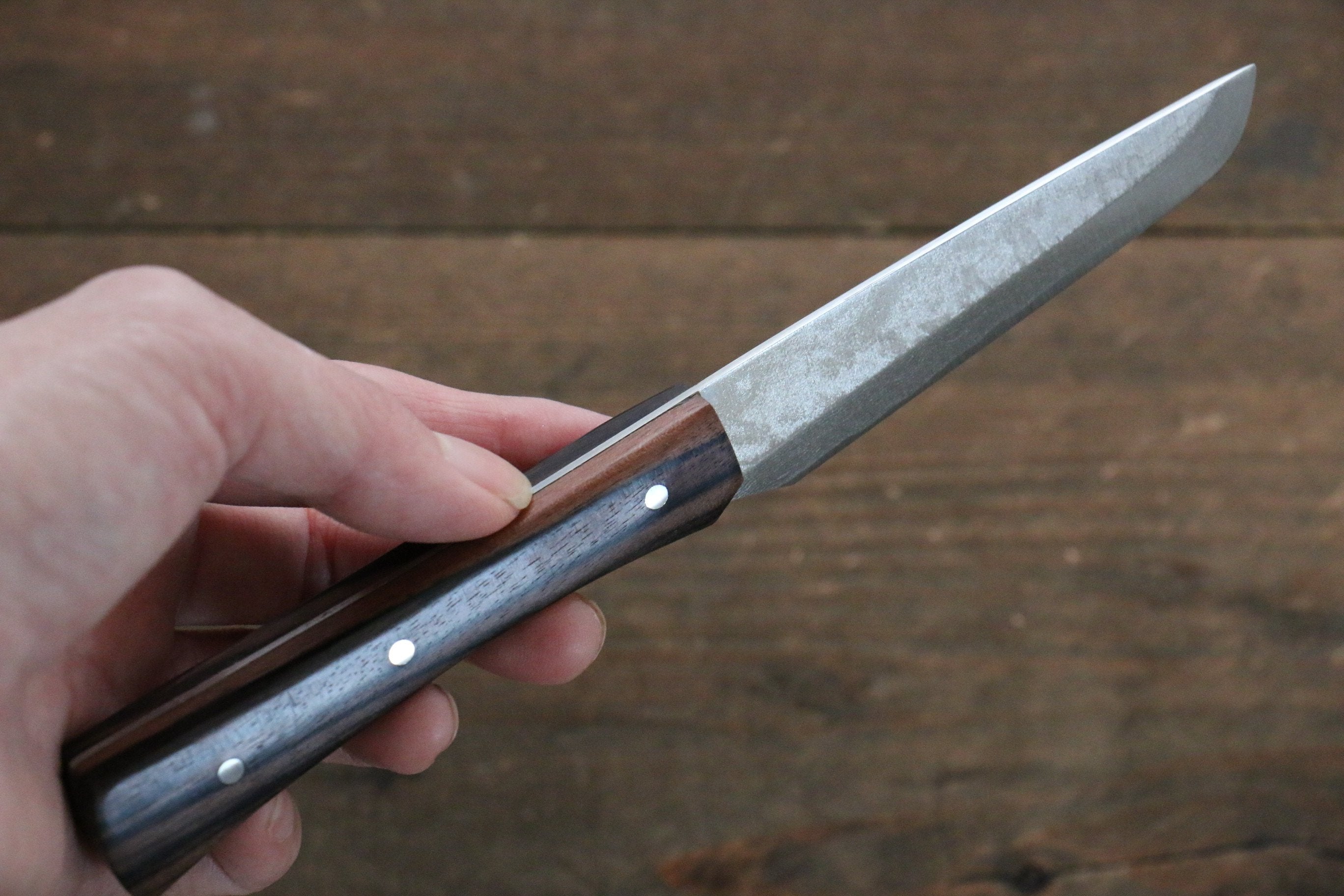 Shungo Ogata VG10 Damascus Mini Knife 90mm Ebony Wood Handle - Japanny - Best Japanese Knife