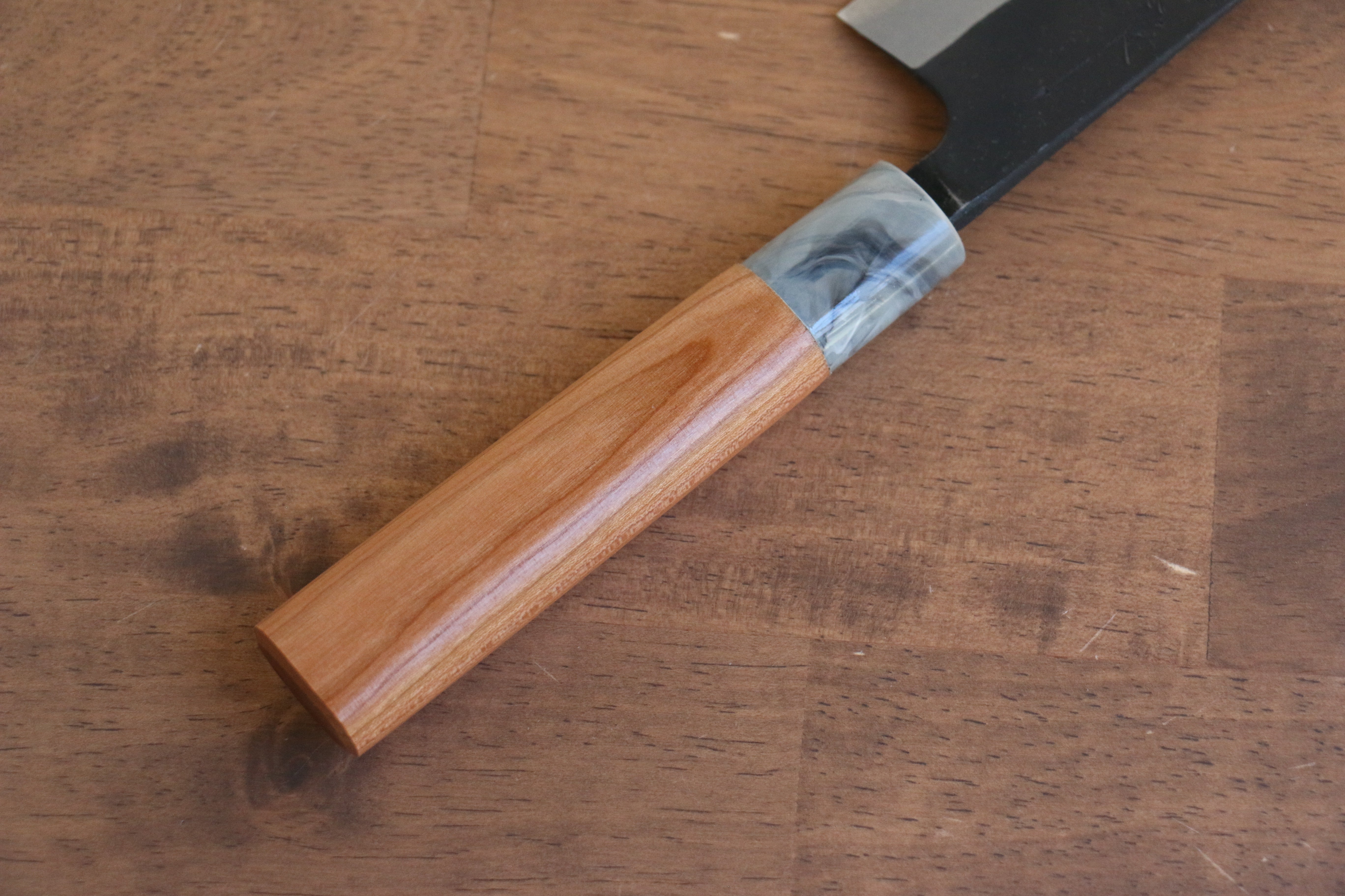 Nao Yamamoto White Steel No.2 Kurouchi Santoku 170mm Cherry Wood Handle - Japanny - Best Japanese Knife