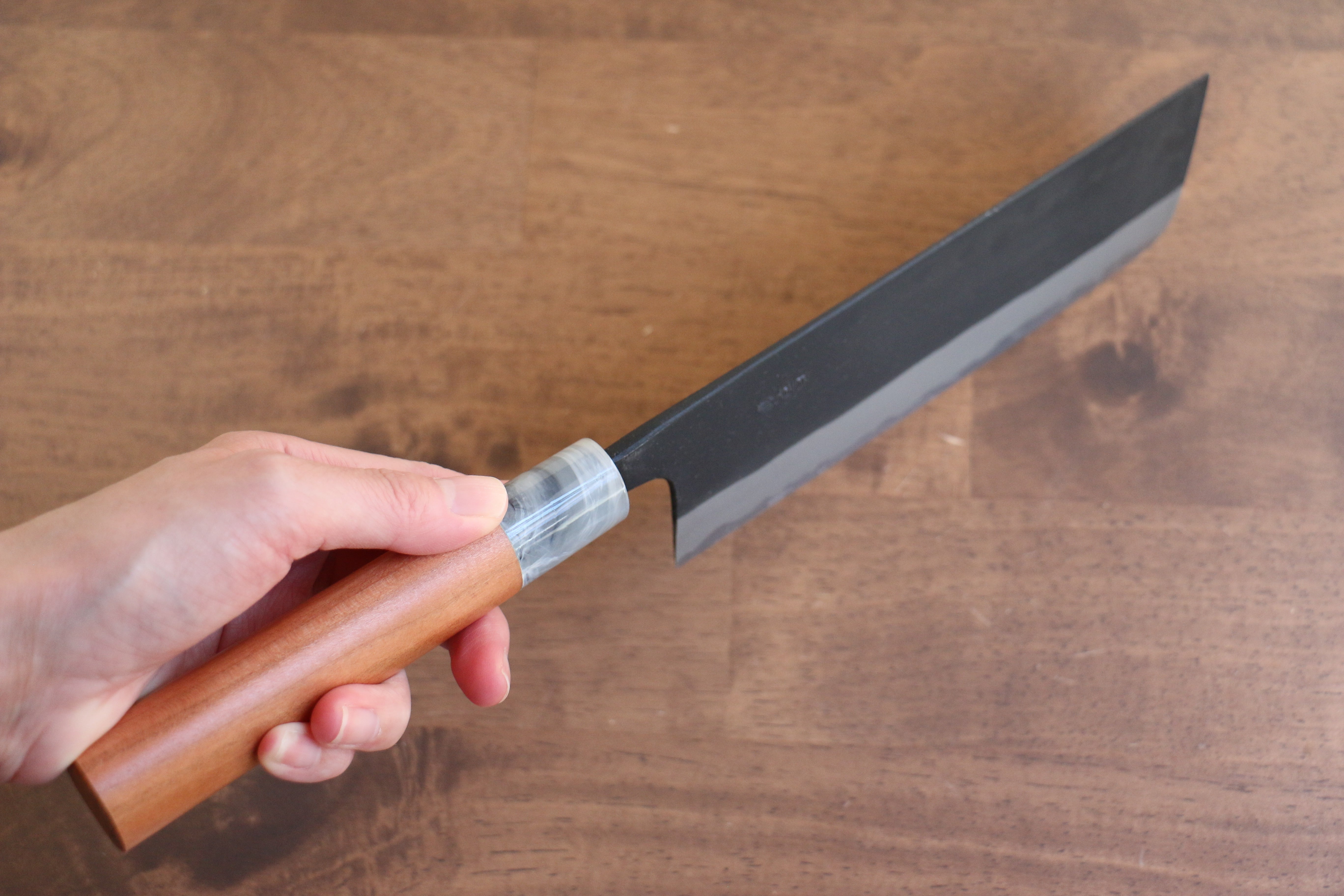 Nao Yamamoto White Steel No.2 Kurouchi Nakiri 180mm Cherry Wood Handle - Japanny - Best Japanese Knife