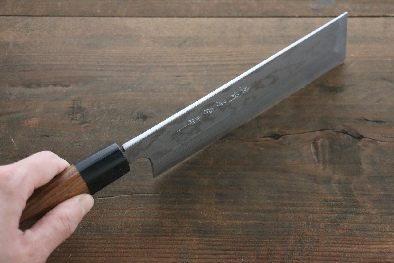 Hideo Kitaoka Blue Steel No.2 Damascus Kakugata Usuba 165mm Shitan Handle - Japanny - Best Japanese Knife