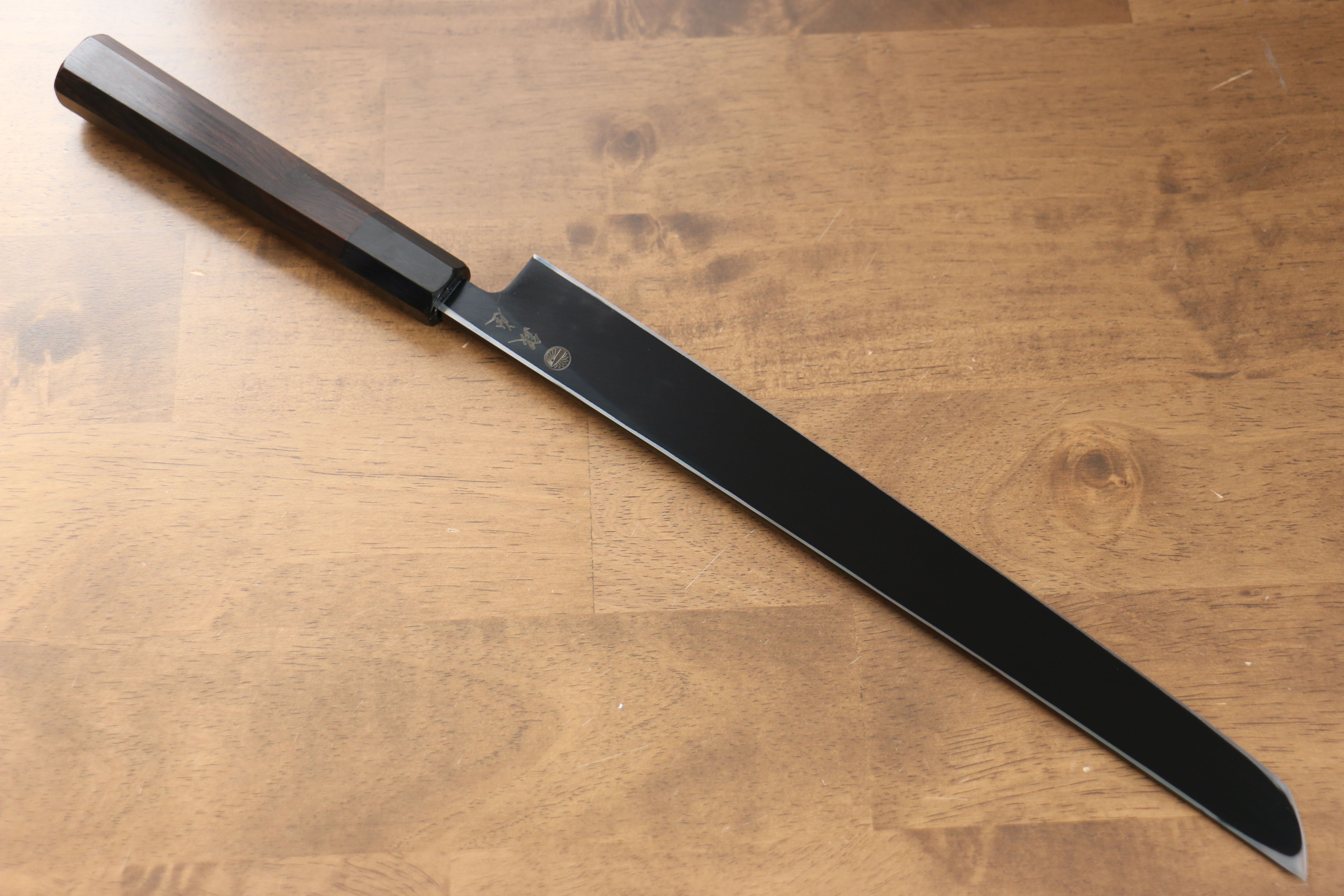 Jikko Ginza White Steel Black dyeing Sakimaru Yanagiba 300mm Ebony Wood Handle - Japanny - Best Japanese Knife
