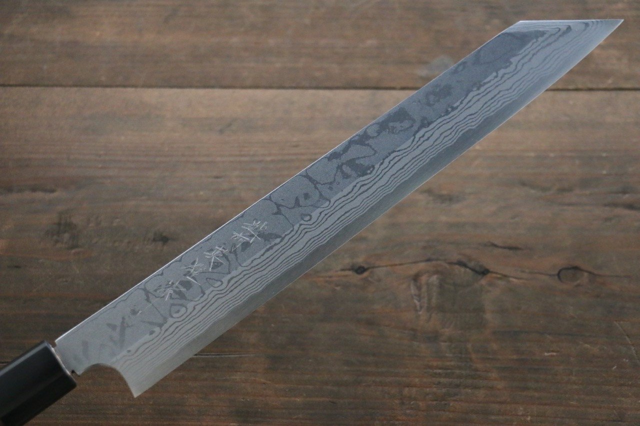 Hideo Kitaoka Blue Steel No.2 Damascus Kiritsuke Yanagiba 270mm Shitan Handle - Japanny - Best Japanese Knife