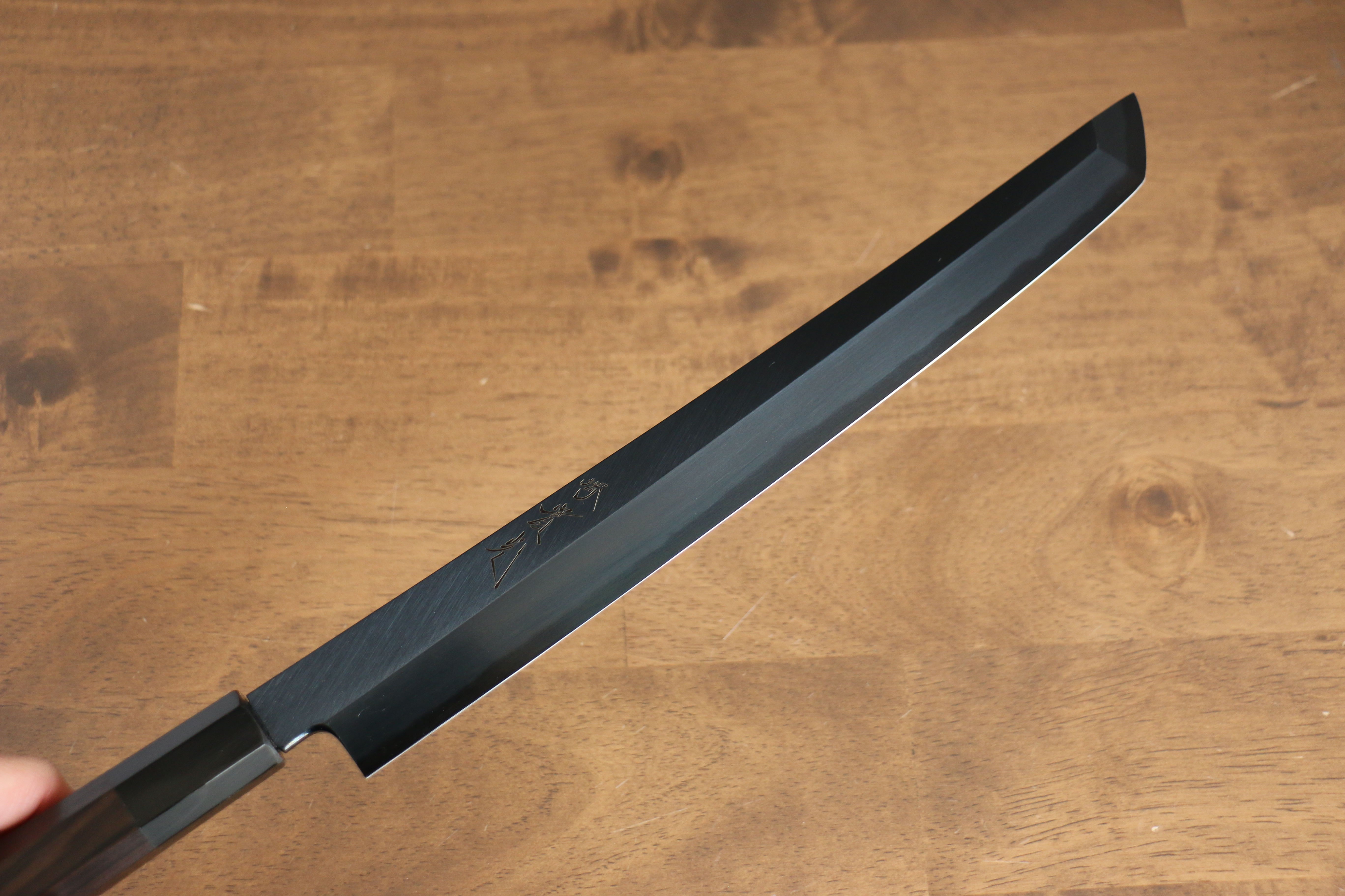 Jikko Ginza White Steel Black dyeing Sakimaru Yanagiba 270mm Ebony Wood Handle - Japanny - Best Japanese Knife
