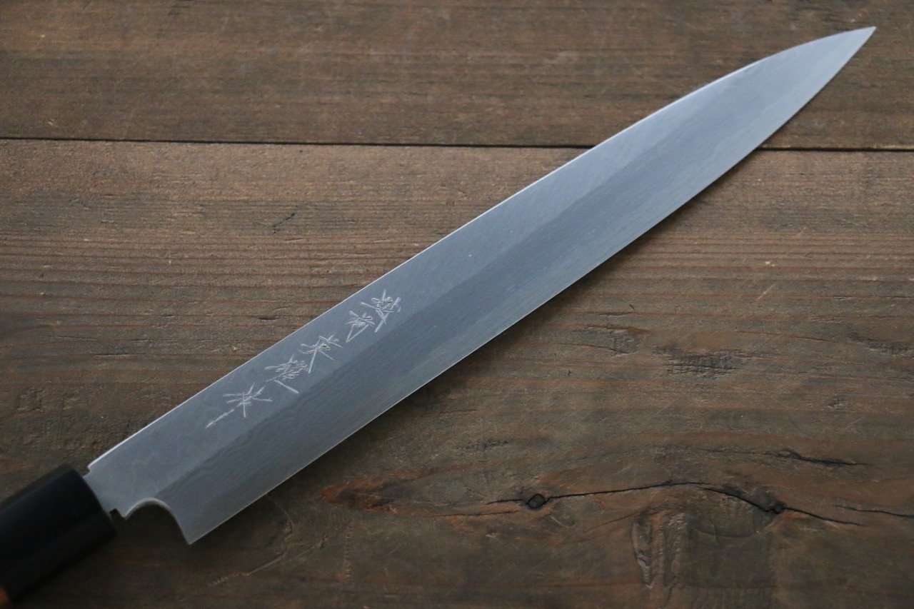 Hideo Kitaoka Blue Steel No.2 Damascus Yanagiba 240mm Shitan Handle - Japanny - Best Japanese Knife