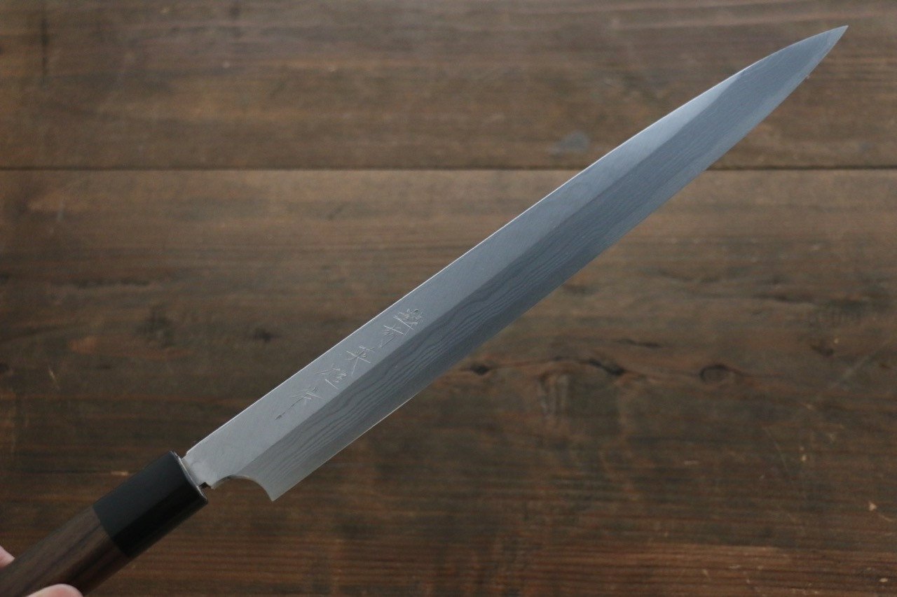 Hideo Kitaoka Blue Steel No.2 Damascus Yanagiba 270mm Shitan Handle - Japanny - Best Japanese Knife