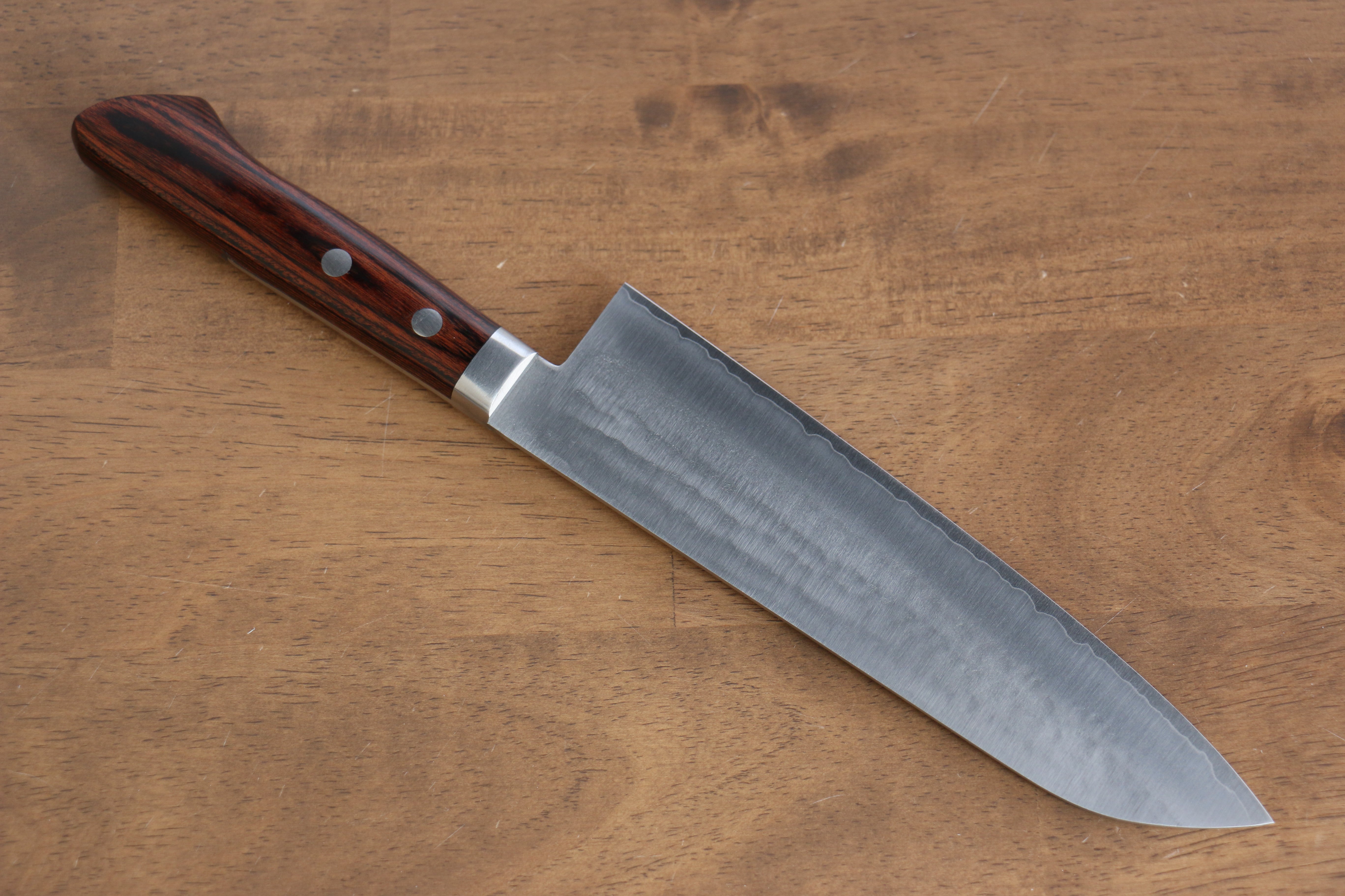 Kunihira Tanzo VG1 Hammered Gyuto 180mm Mahogany Handle - Japanny - Best Japanese Knife