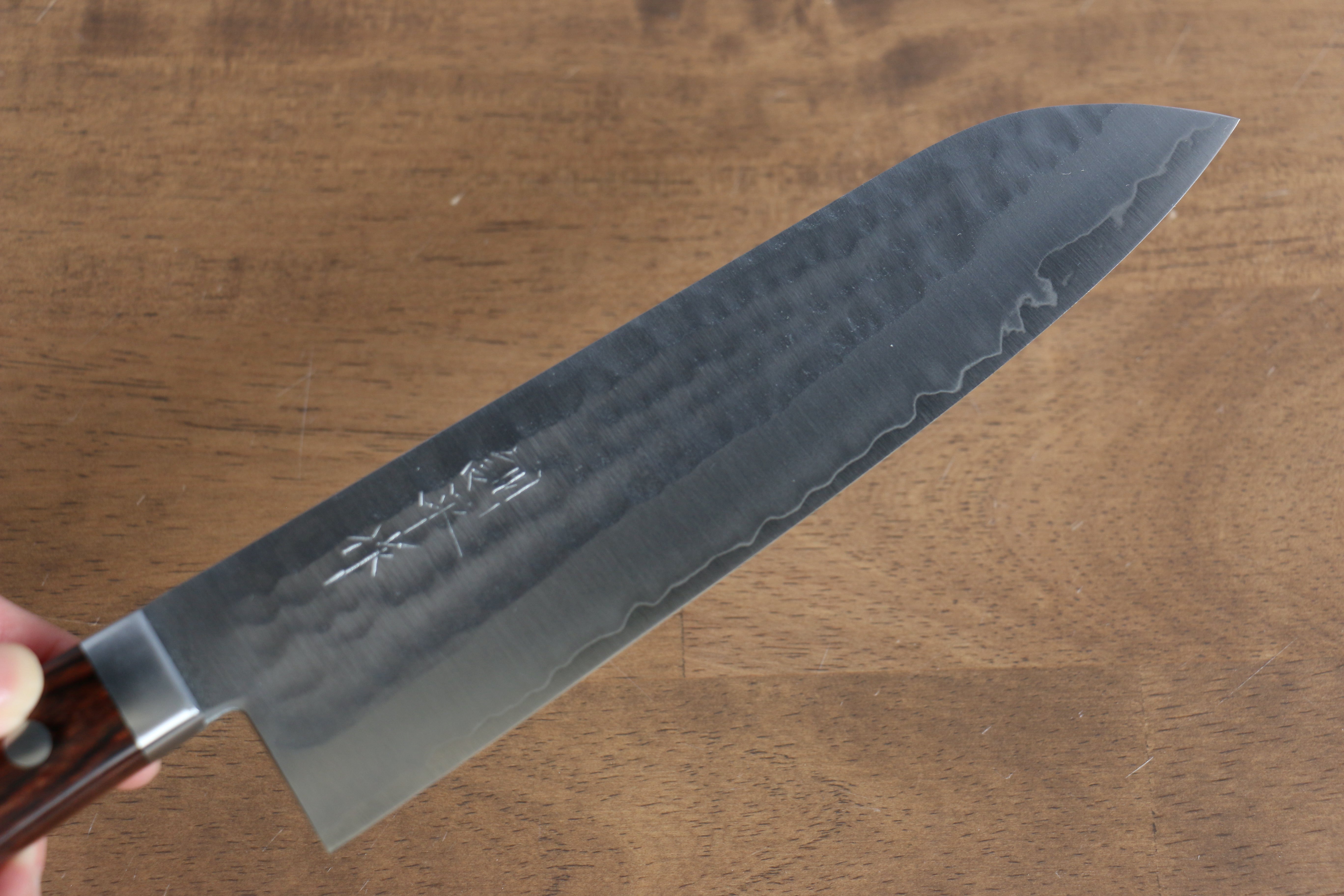 Kunihira Tanzo VG1 Hammered Gyuto 180mm Mahogany Handle - Japanny - Best Japanese Knife